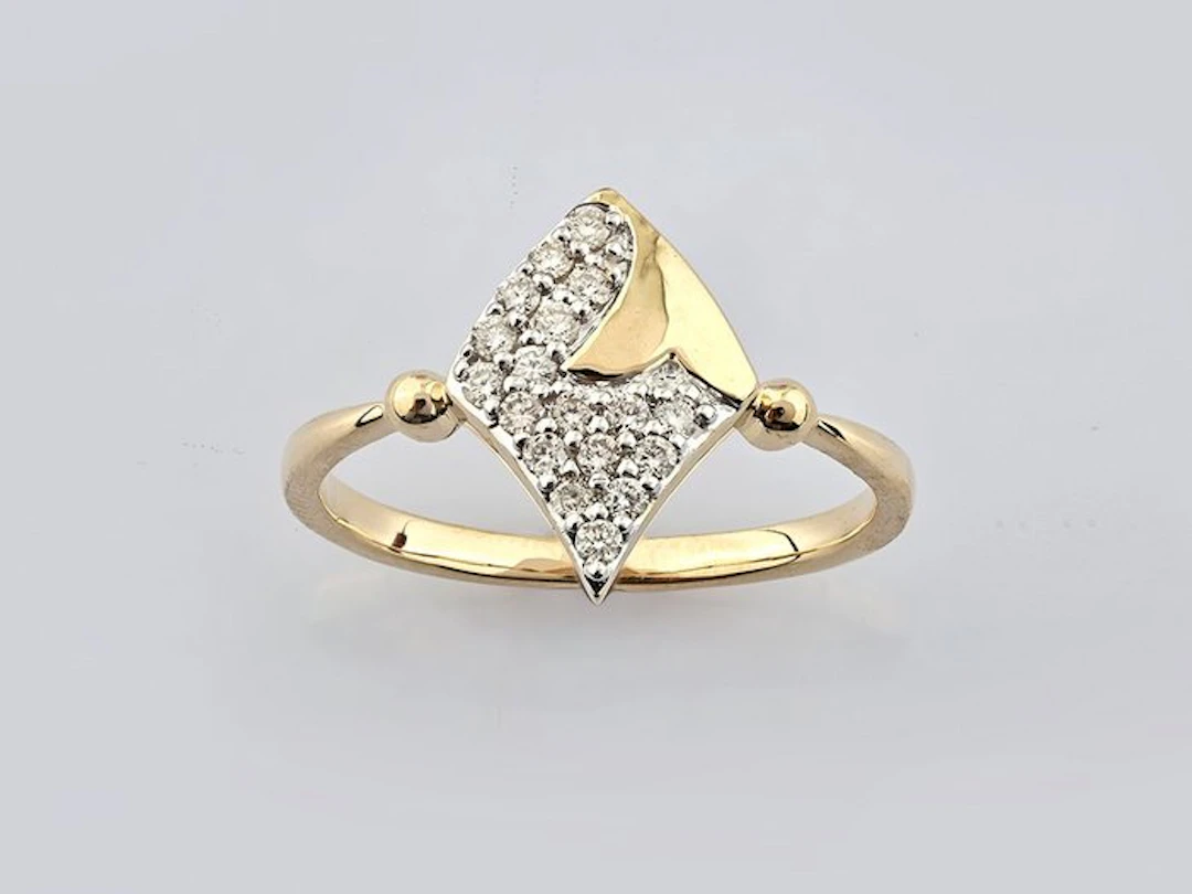 Ring - 14 kt. Yellow gold - 0.20ct. tw. Diamond (Natural)