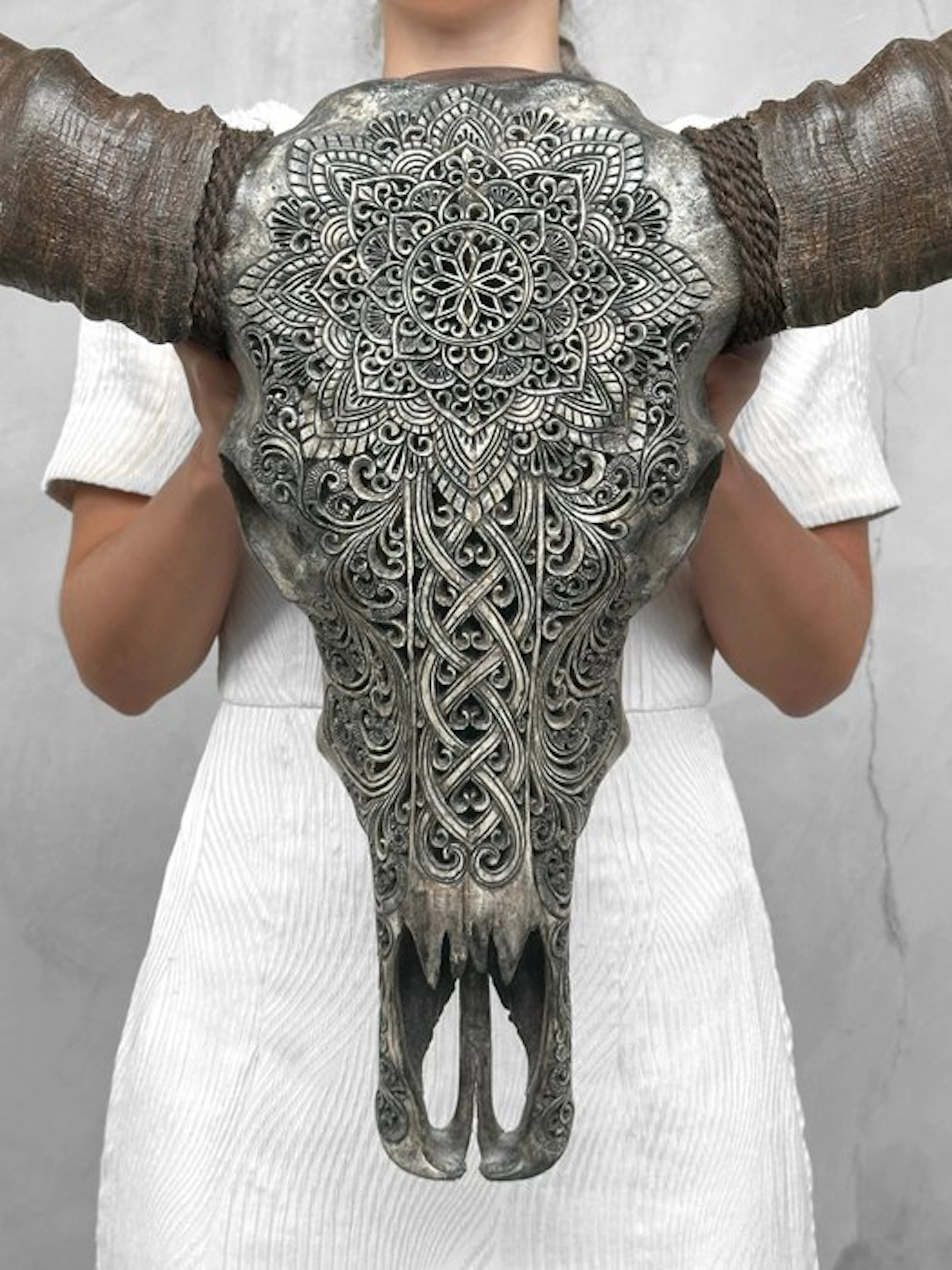 NO RESERVE PRICE - C - Large Hand-Carved Grey Water...