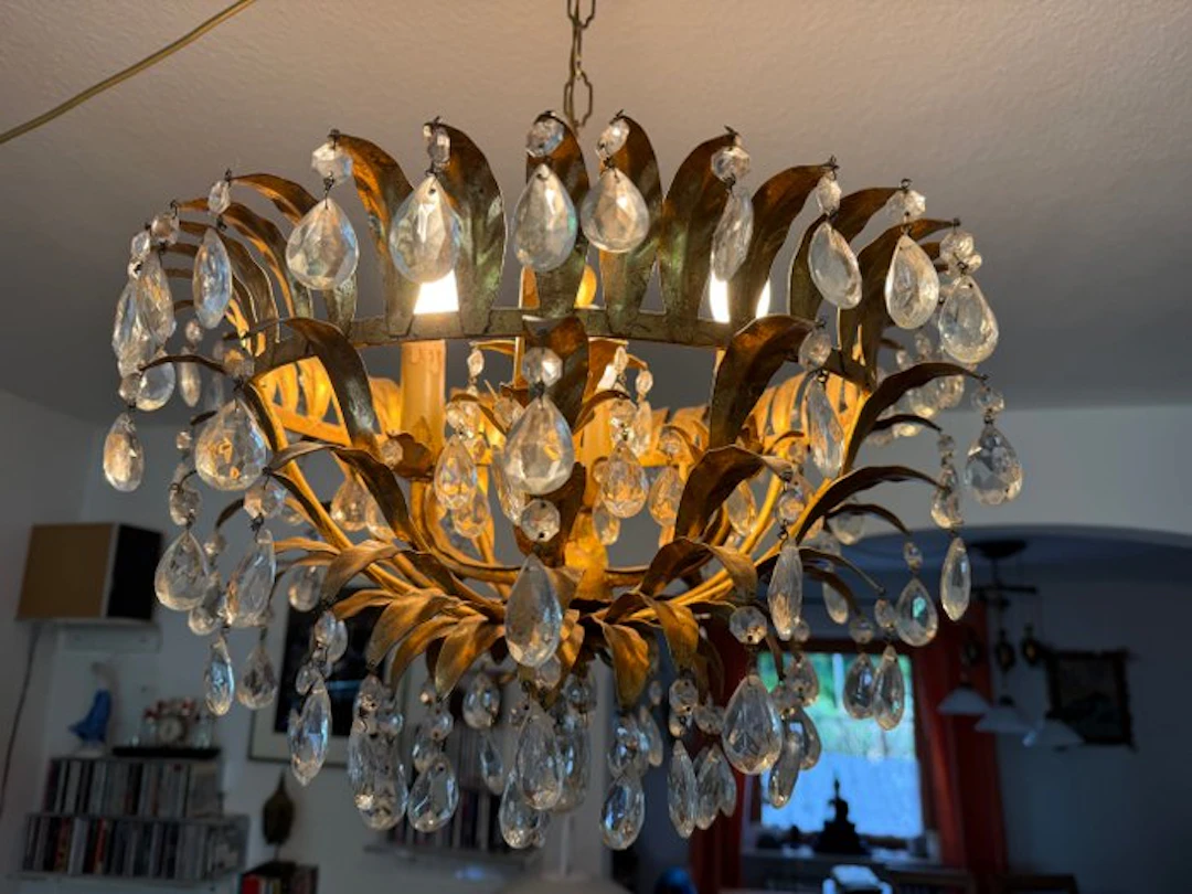 Chandelier - Crystal, Gold-leafed metal