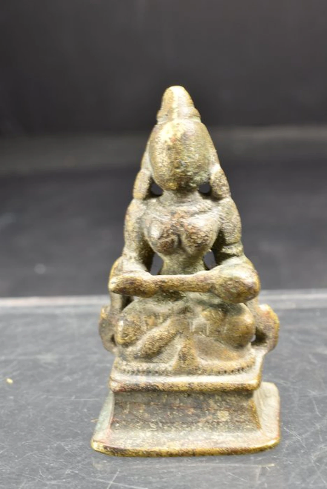 Statuette, Antique Statue of Annapurna - 4.3 cm - Bronze