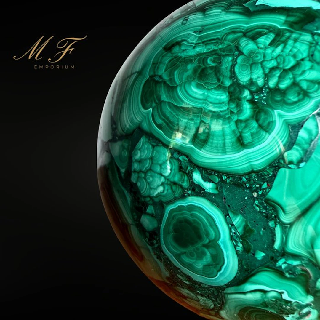 Magnificent large Malachite sphere Sphere - Height: 60 mm...