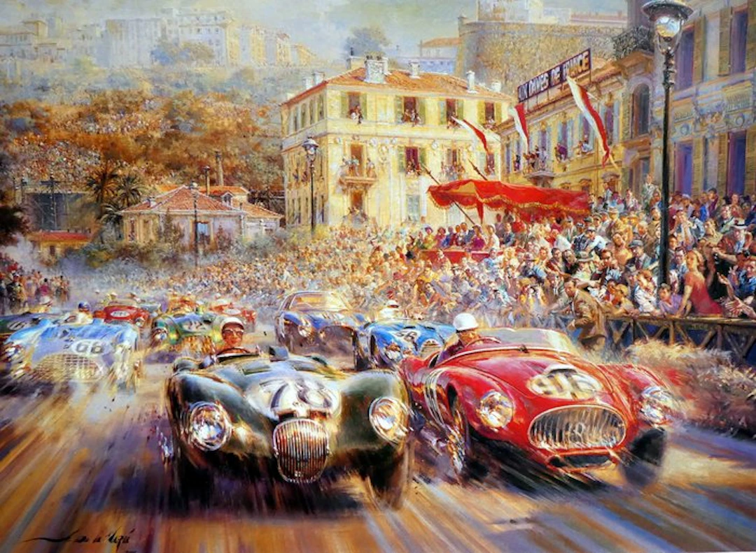 Stirling Moss (Signed) in the works Jaguar C-Type and...