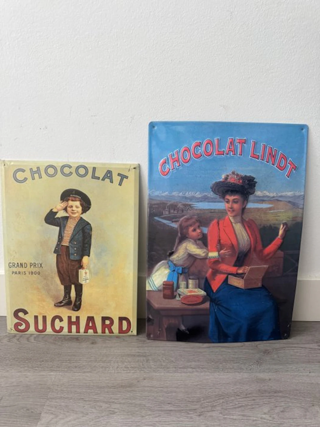 Lindt & Suchard chocolate – 2 metal advertising boards –...
