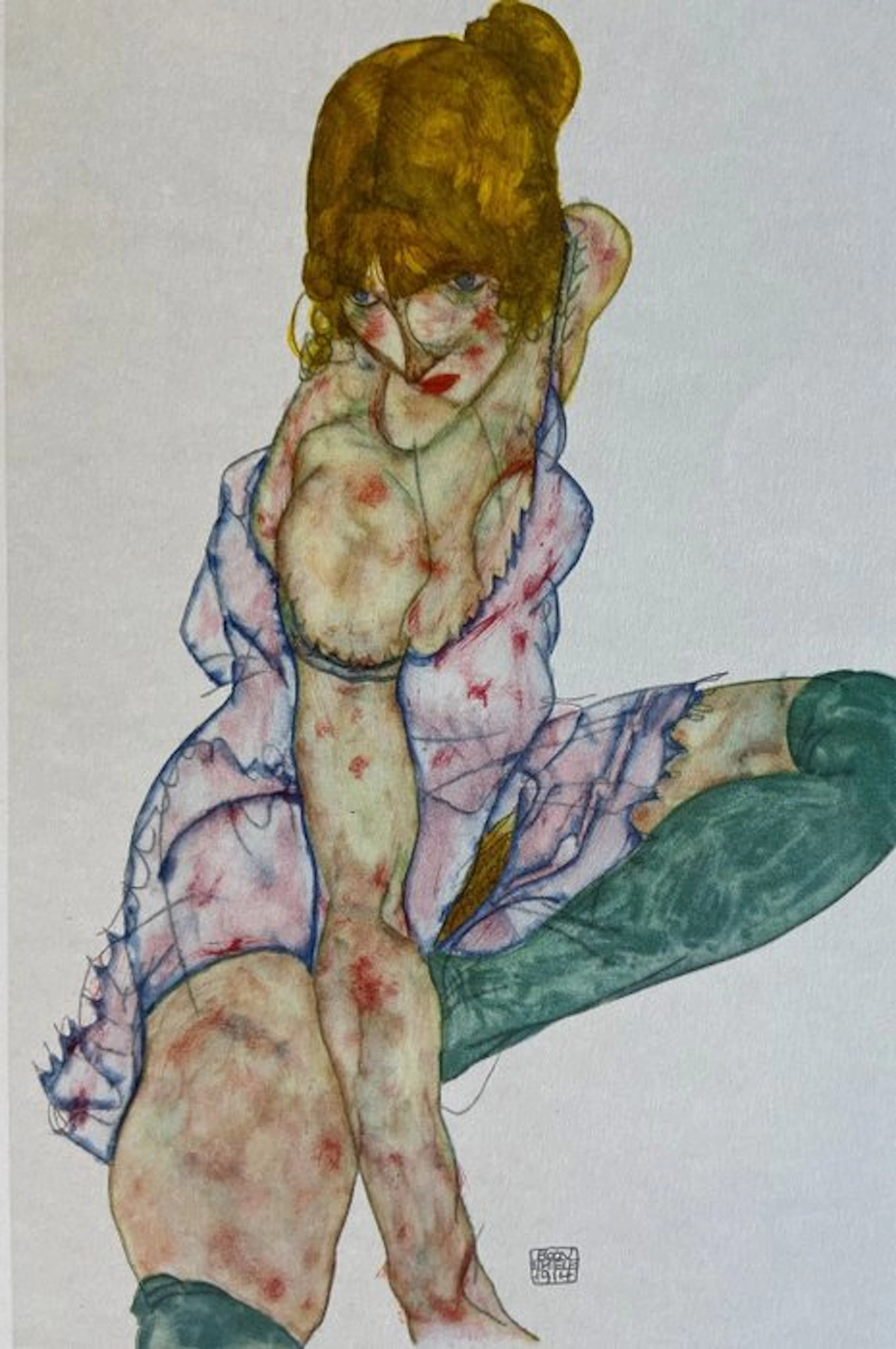 Egon Schiele (1890-1918), after - Mädchen mit grünen Strümpfen