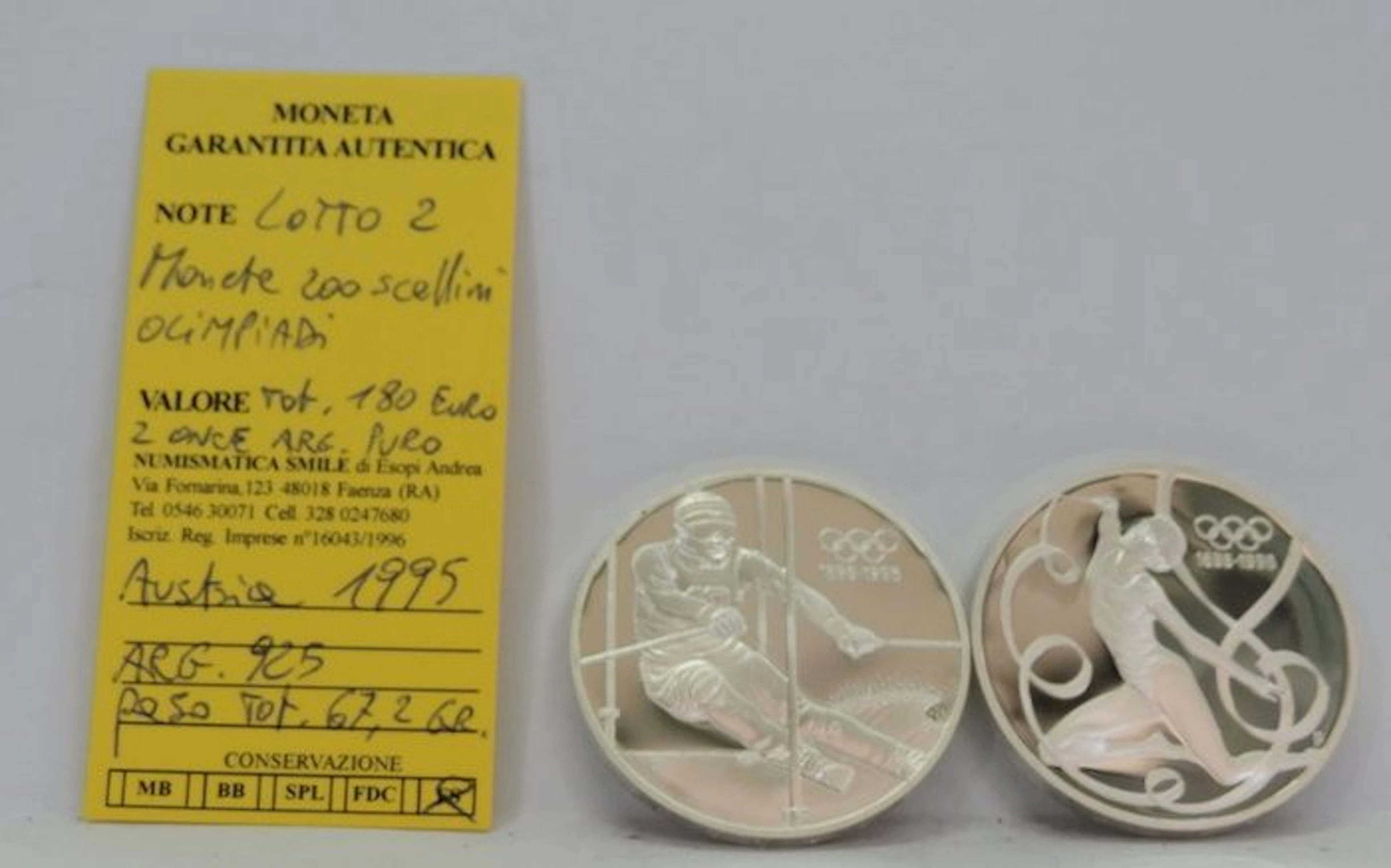 Austria. 200 Schilling Lotto 2 monete 1995 "Olimpiadi" (No reserve price)
