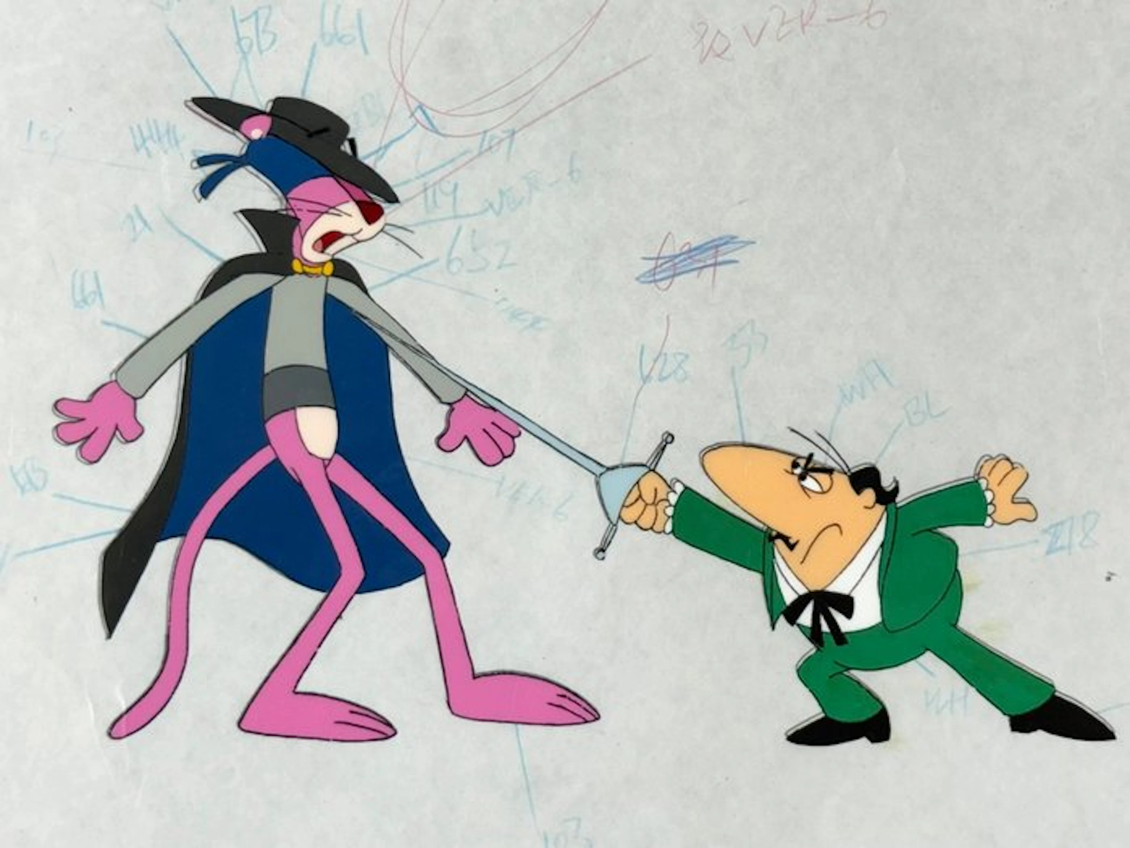 Friz Freleng - Original animation cel and drawing of Pink...