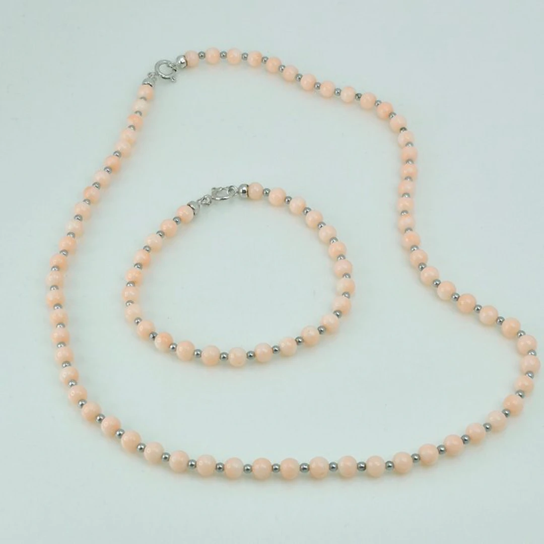 Coral - Silver - 2 piece jewellery set - CORALLO RISERVA
