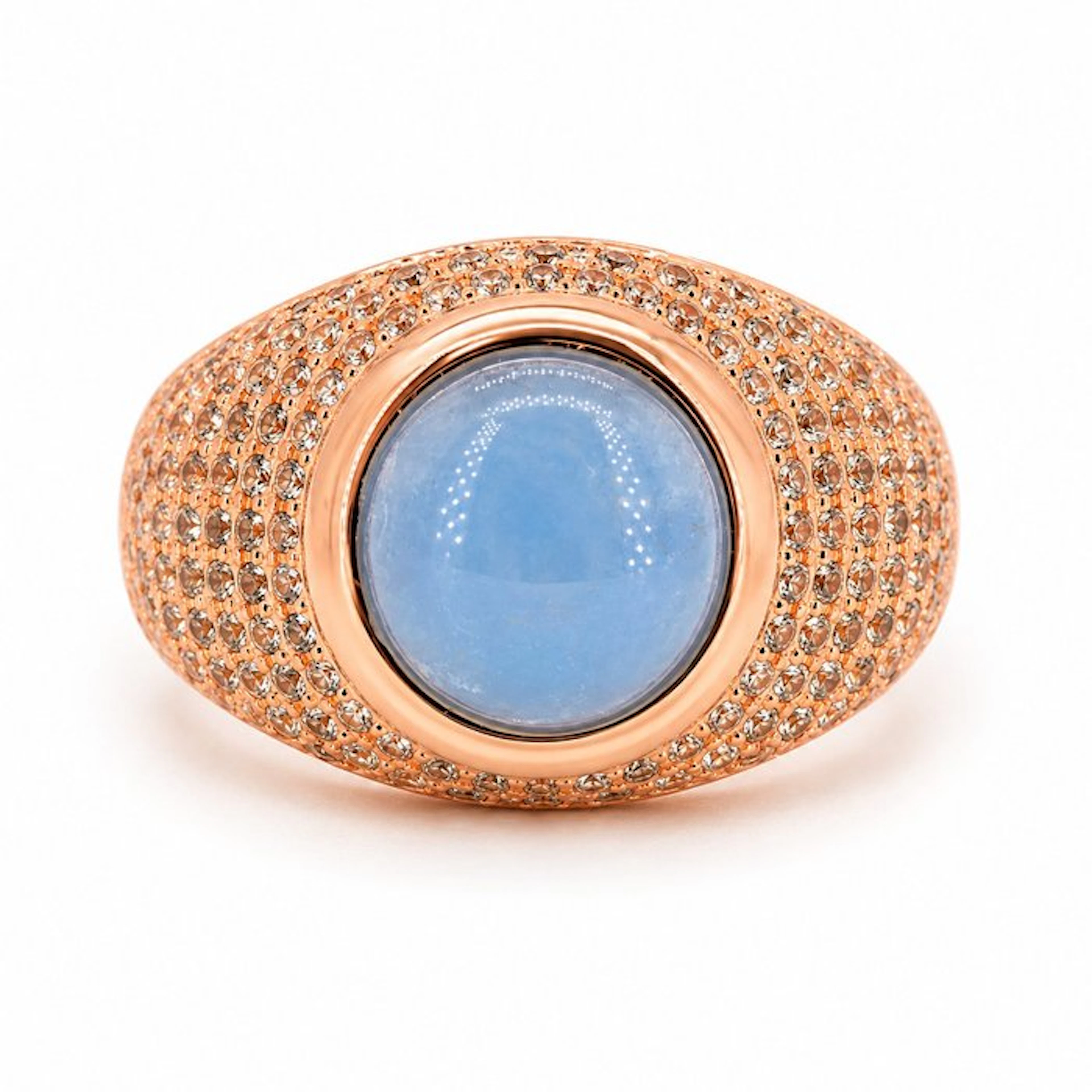 No reserve price - Ring Gold-plated Aquamarine - Diamond - 18K Gold Plated