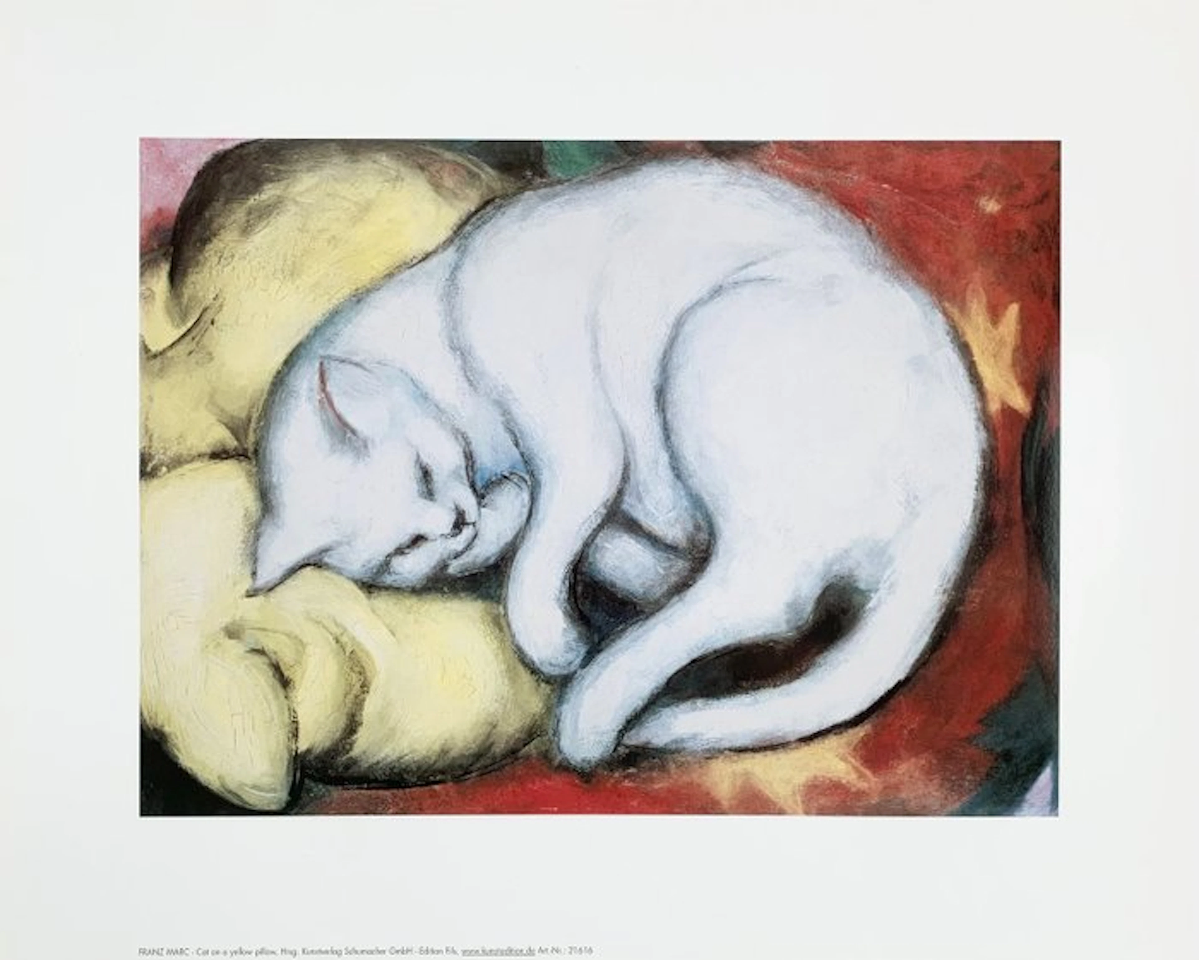 Franz Marc (1880-1916) - Cat on yellow pillow - Artprint - 50 x 40 cm