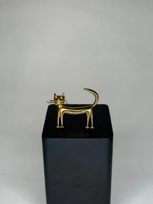 Gold-plated - Brooch - Cat brooch