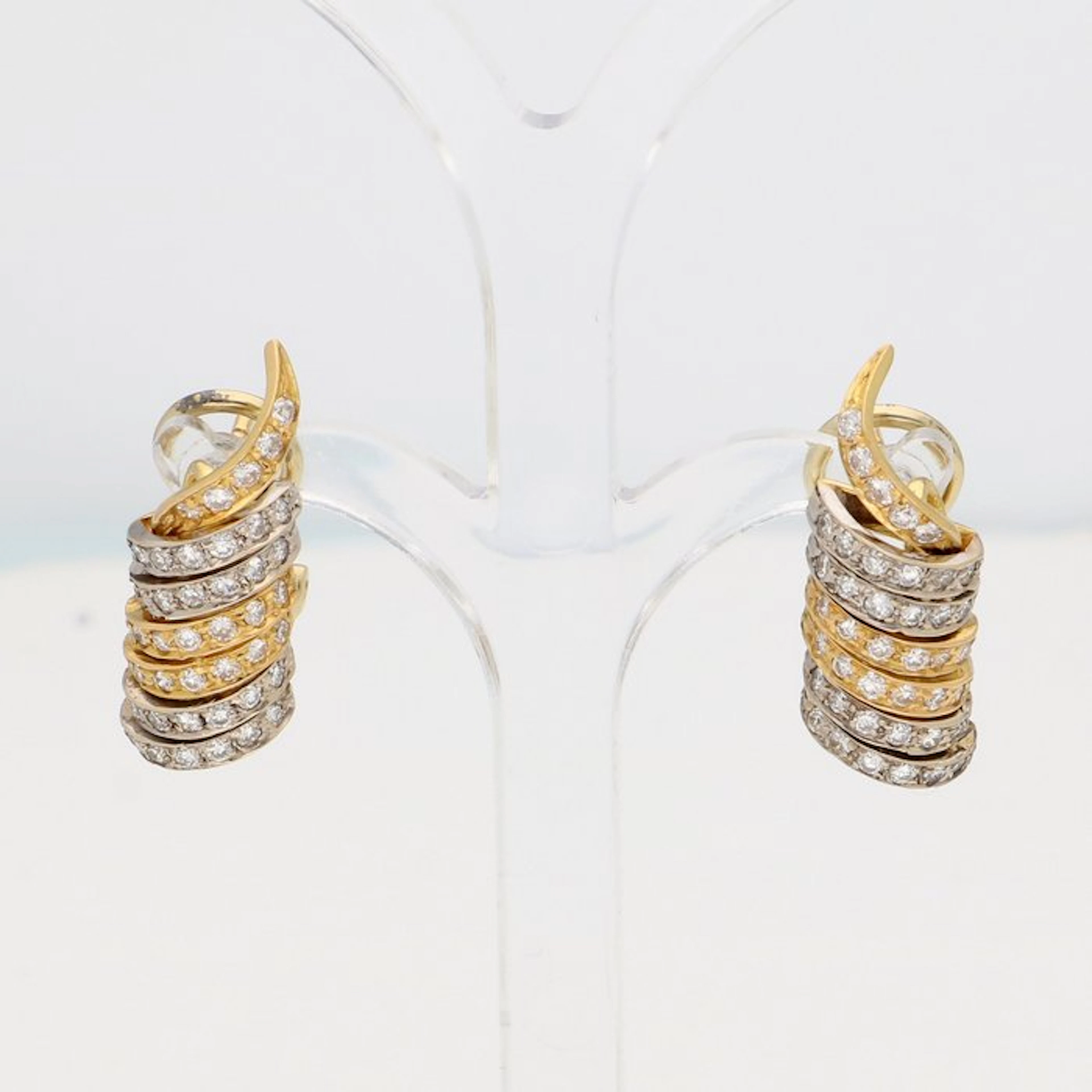 Earrings - 18 kt. Yellow gold, White gold Diamond (Natural)