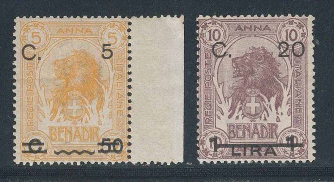 Italian Somalia - Sovereign Lion, complete series no. 17/18.