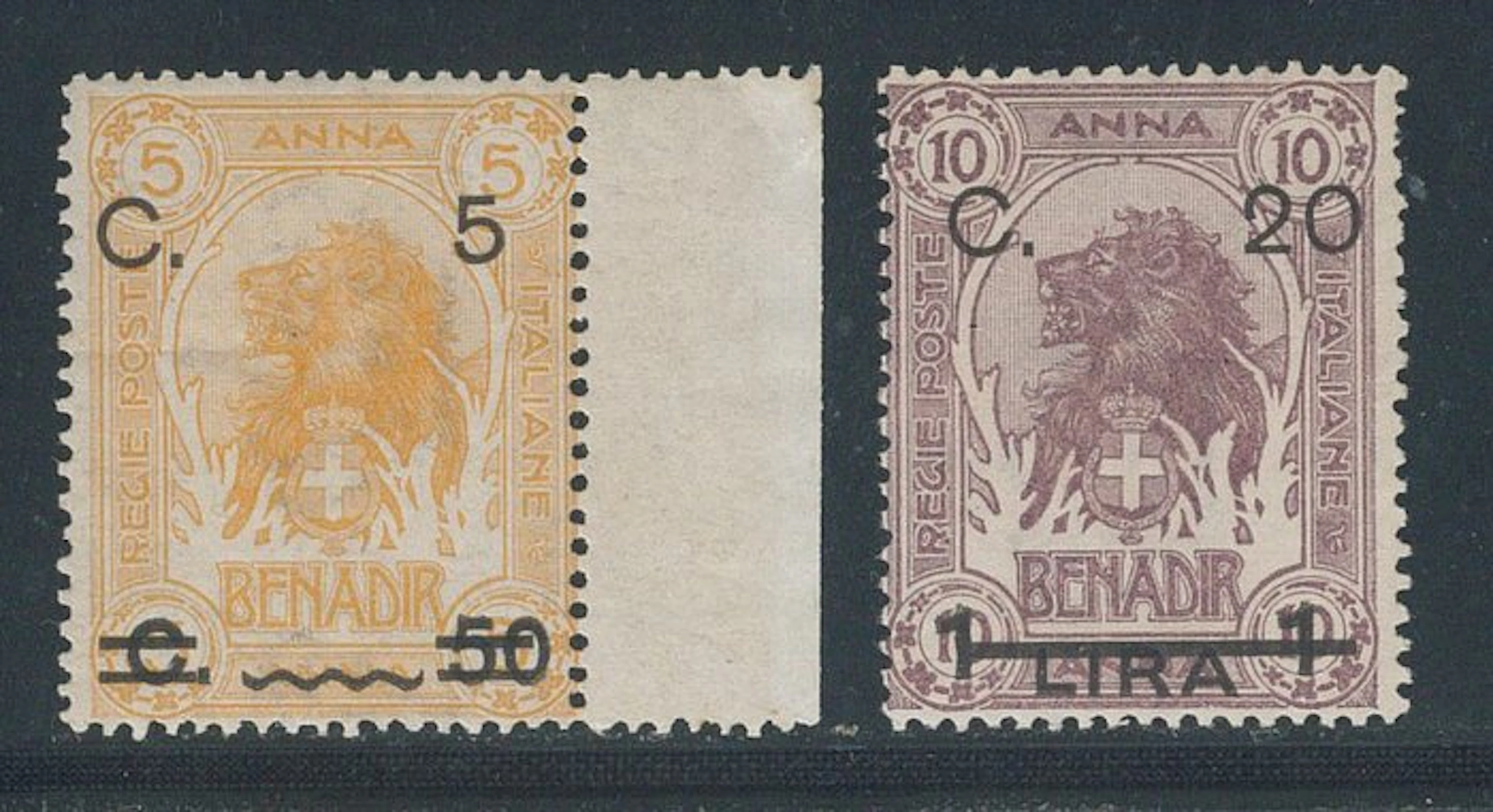 Italian Somalia - Sovereign Lion, complete series no. 17/18.