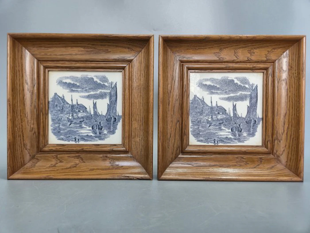 2x Fliesenbild Delfter Art – Holländische Hafenszene...
