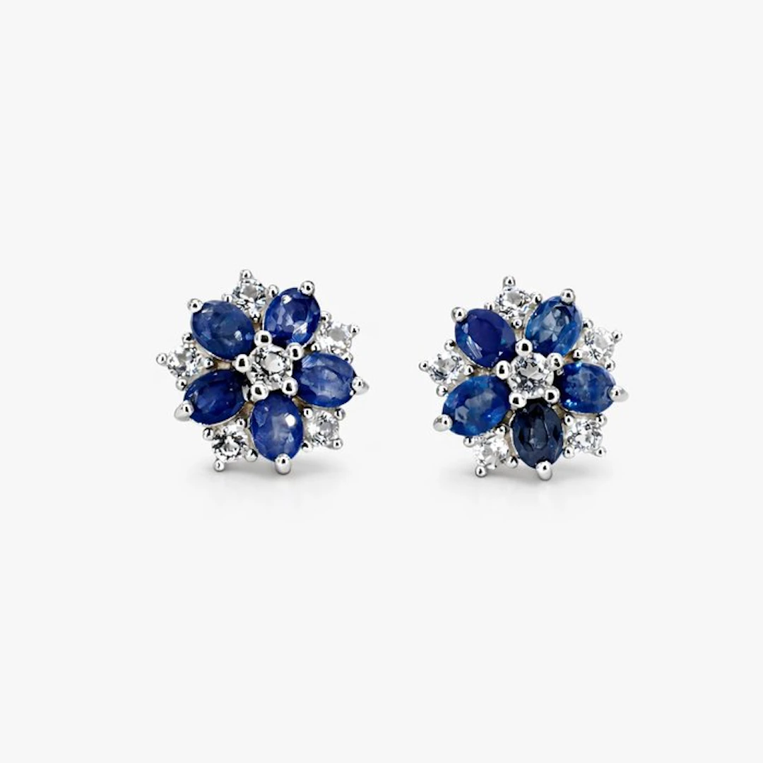 No reserve price - Earrings Gold-plated Sapphire - Topaz - 18kt Gold Plated