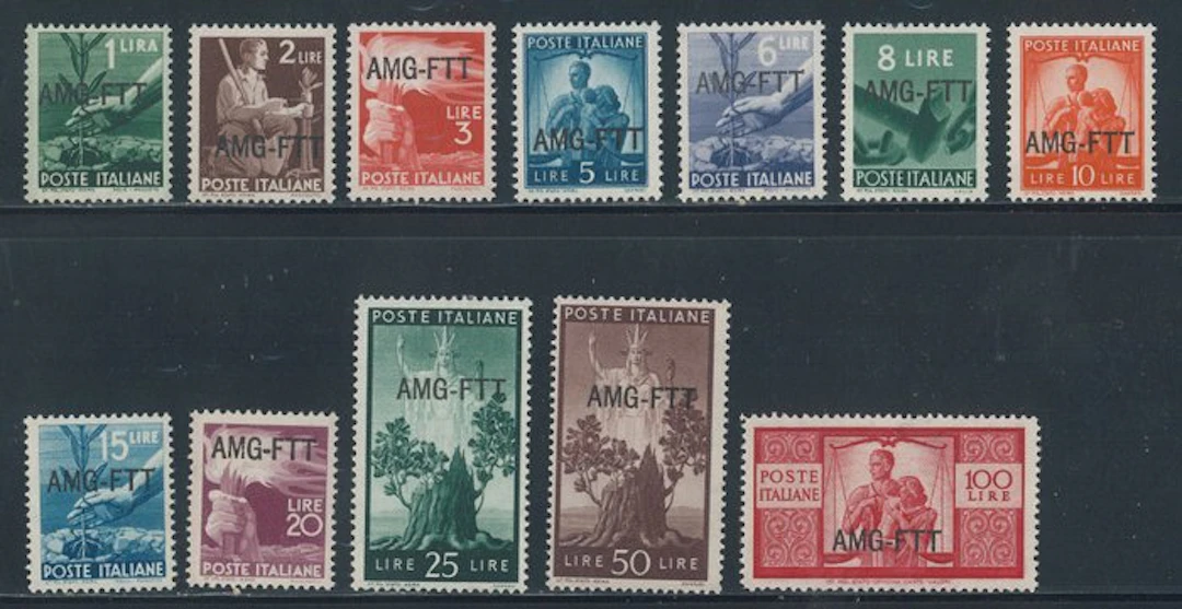 Triest - Zone A - Democratica overprinted on two lines