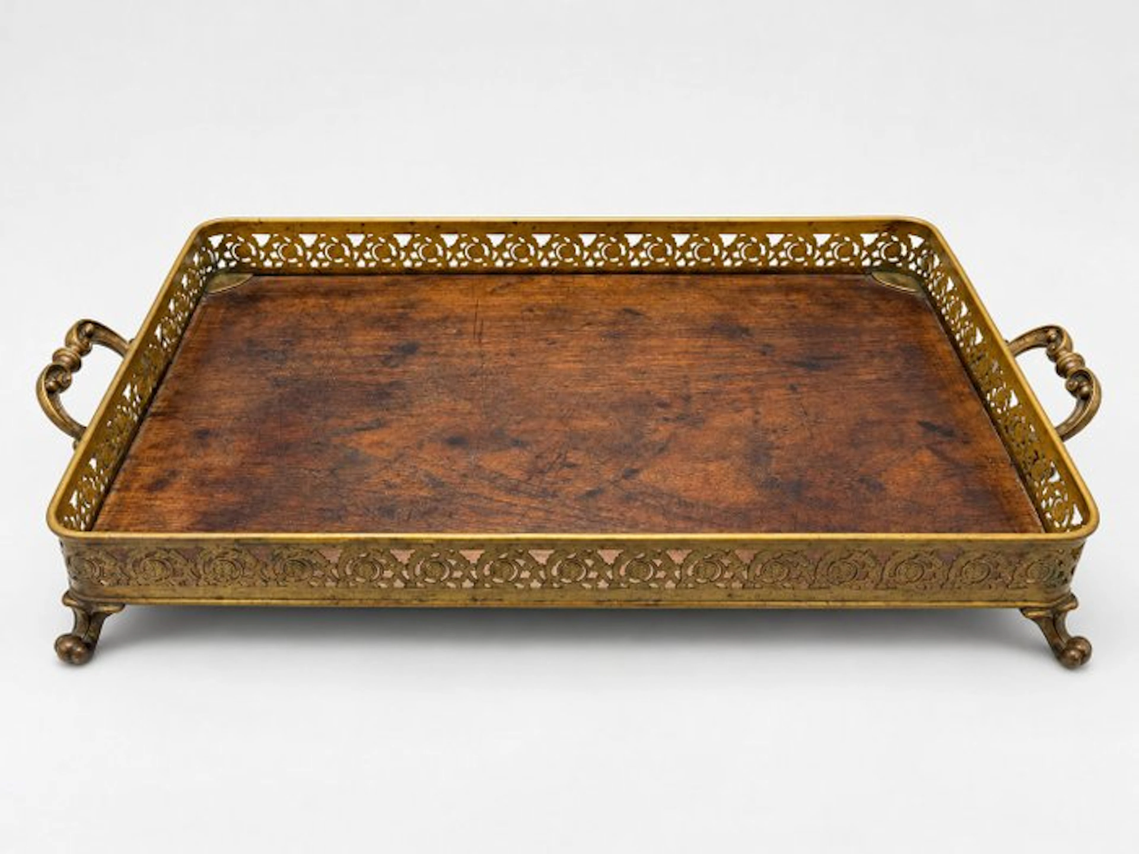 Antiek dienblad - Tray - Wood - kerf-cut serving tray
