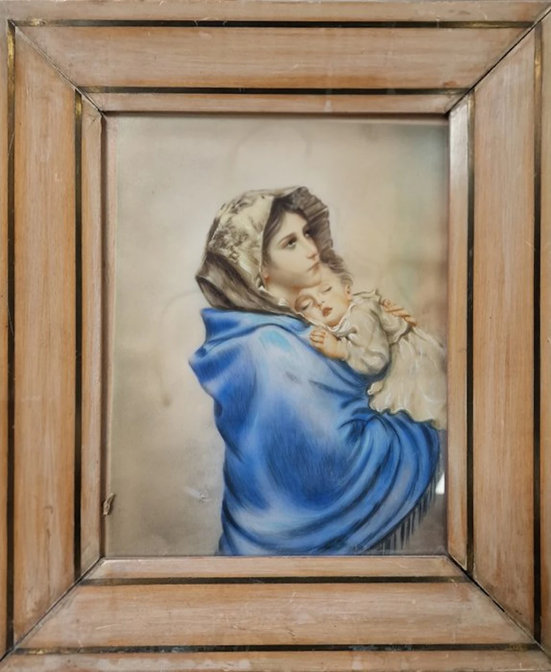 Icon - Madonna of Rest, mixed media - Paper, Wood - Devotional painting