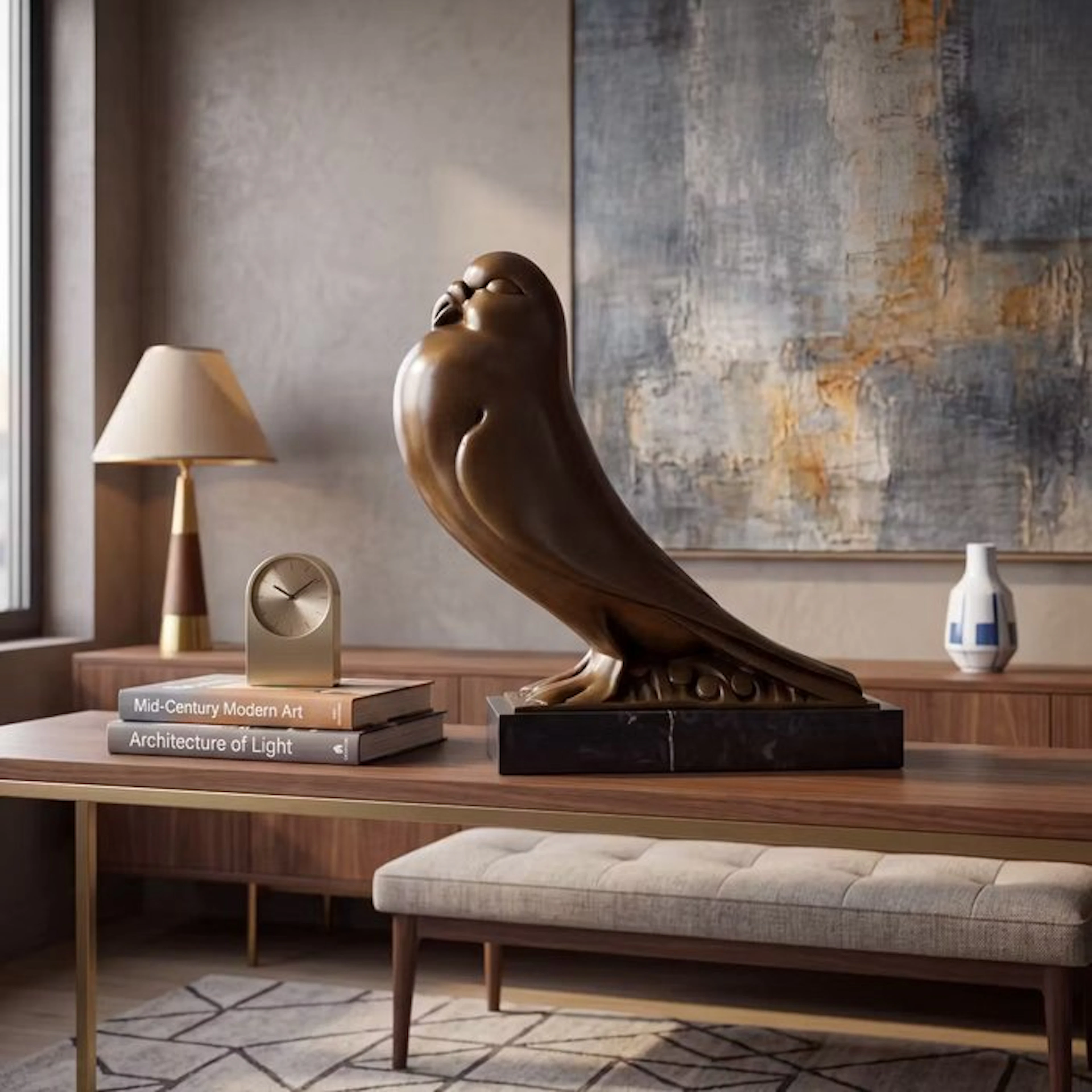 Statue, Naar Coenrad : Exclusief Beeld, Duif - 29 cm - Bronze, Marble