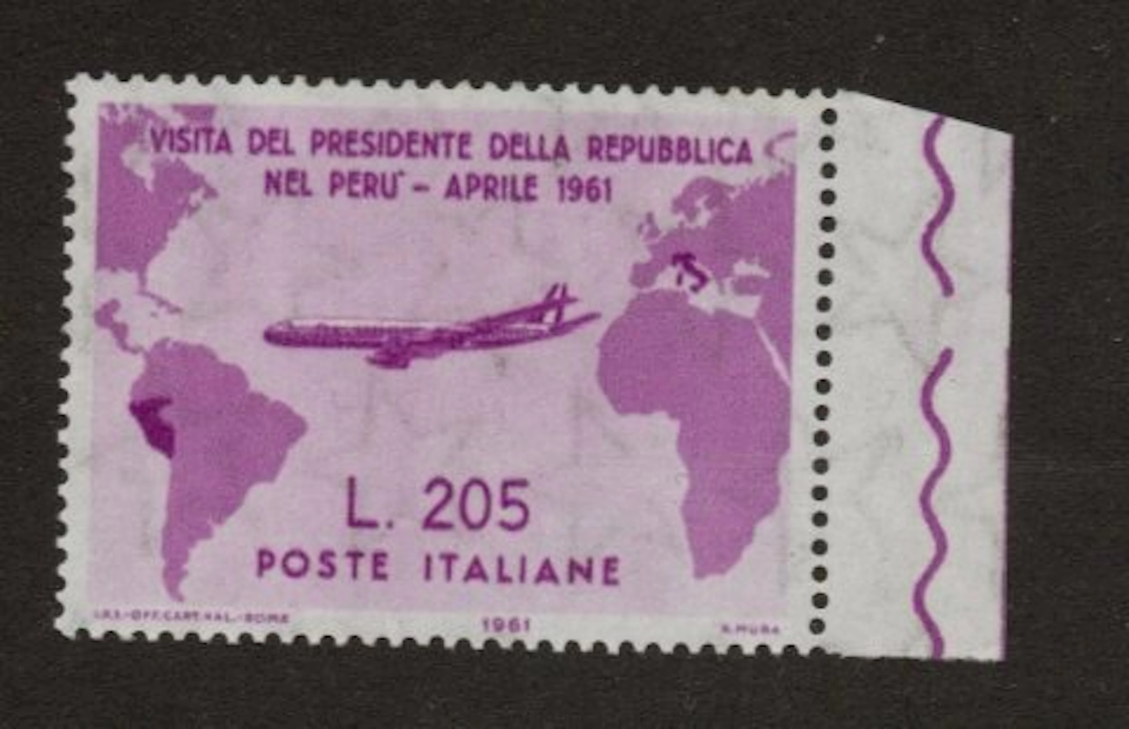 Italy - 1961 the 205 lire "Gronchi Rosa" Not issued