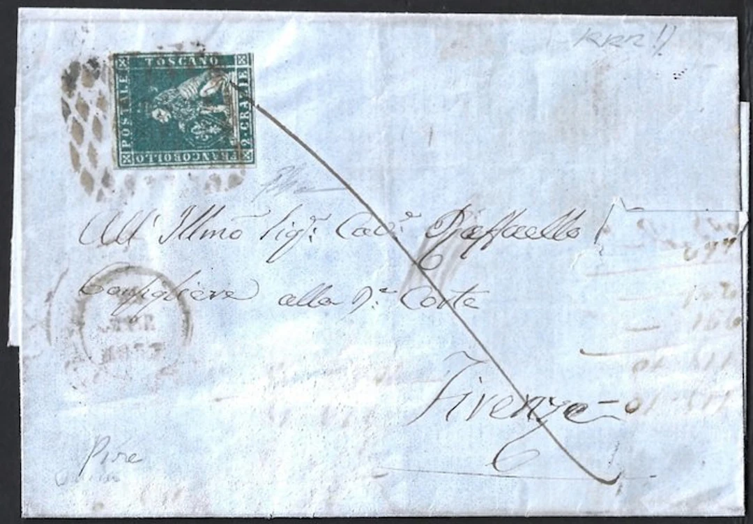 Italian Ancient States - Tuscany 1857 - Cover from Pisa...