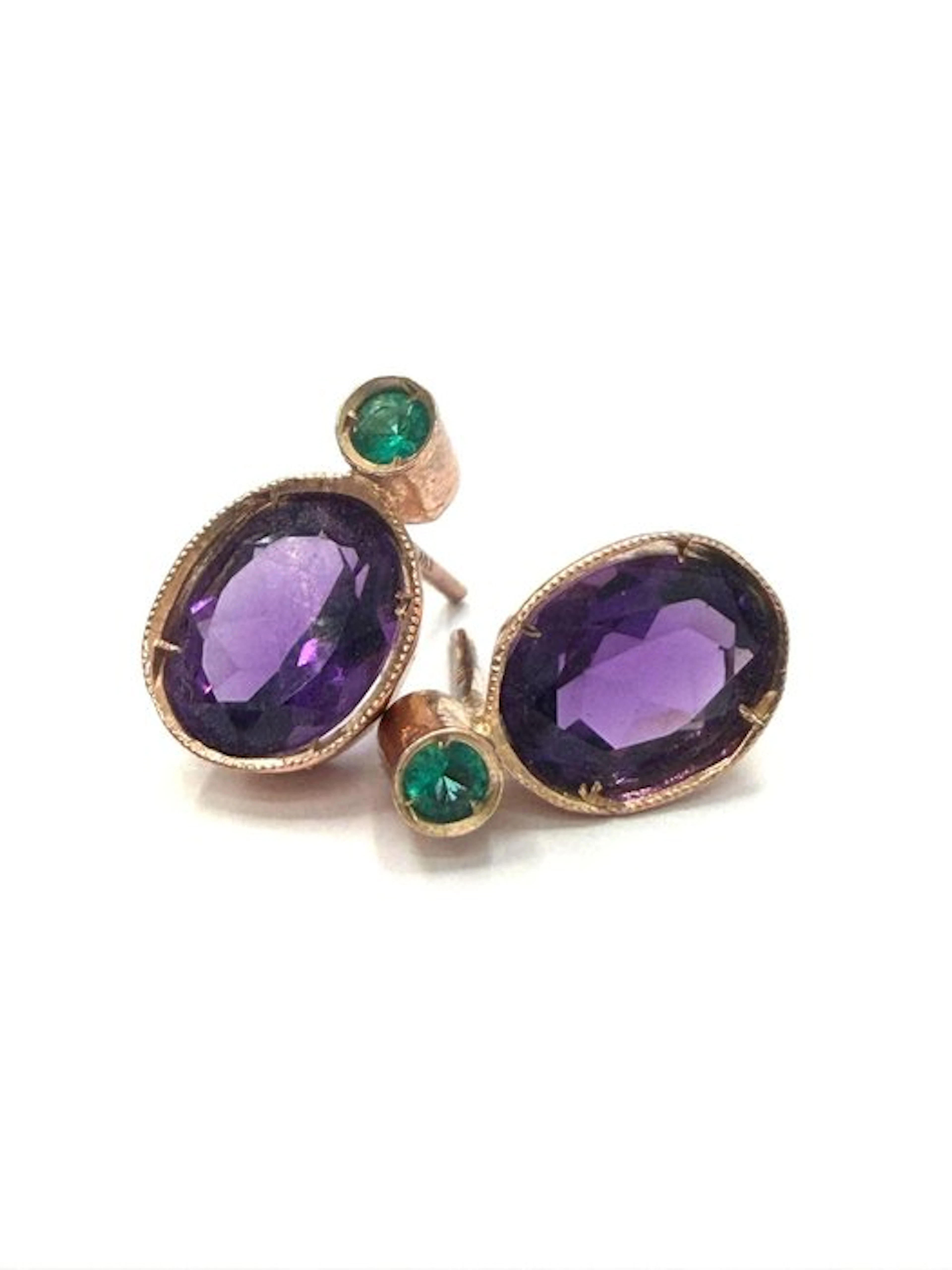 No reserve price - Earrings - 9 kt. Rose gold, Silver Spinel - Spinel