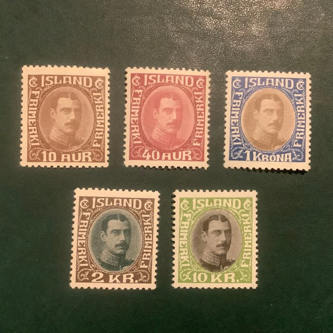 Iceland 1931/1934 - Five key values of the Christian X...
