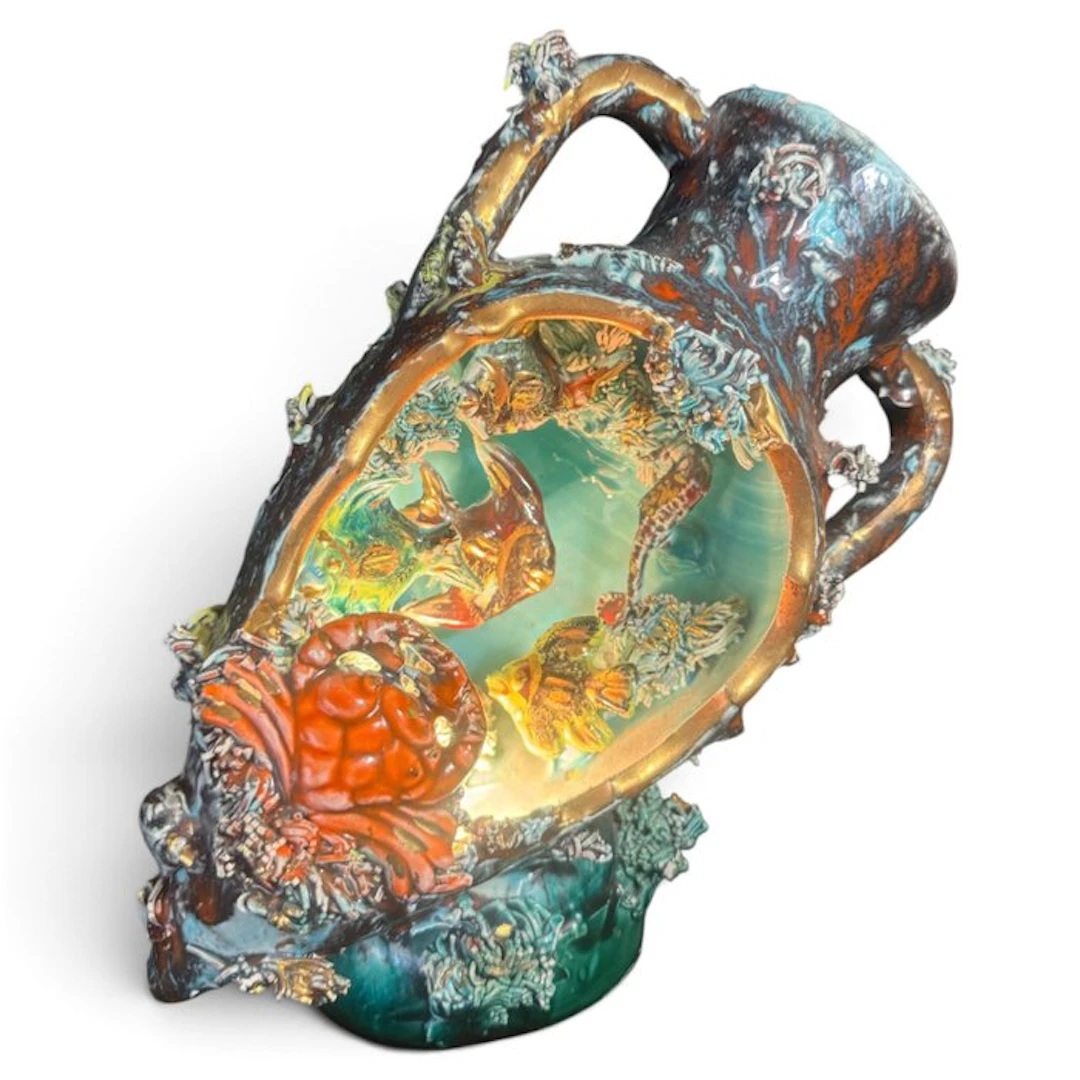 Vallauris - Lamp - Ceramic - Vintage lamp in the shape of a pierced amphora