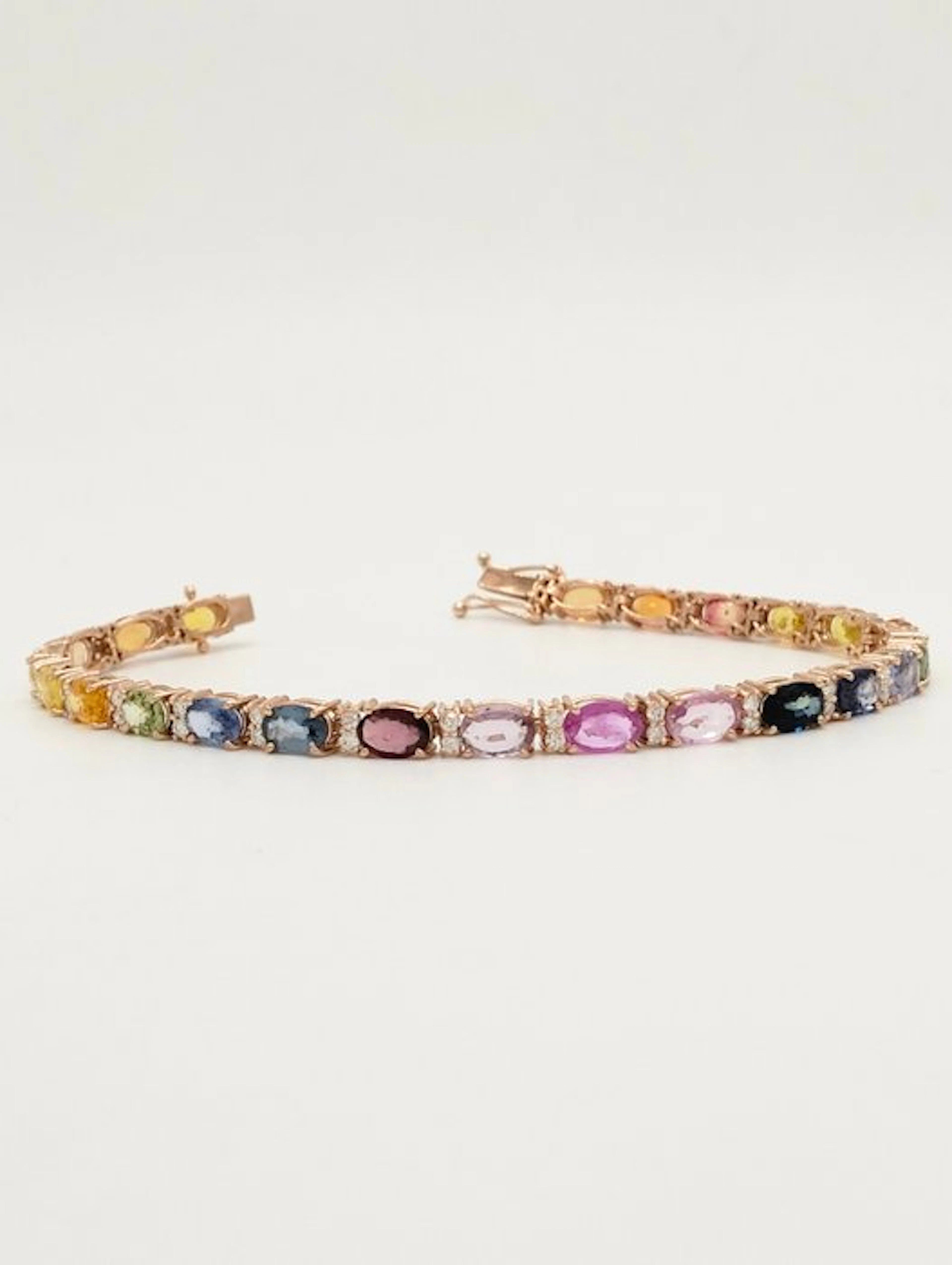 Bracelet - 18 kt. Rose gold Sapphire - Diamond