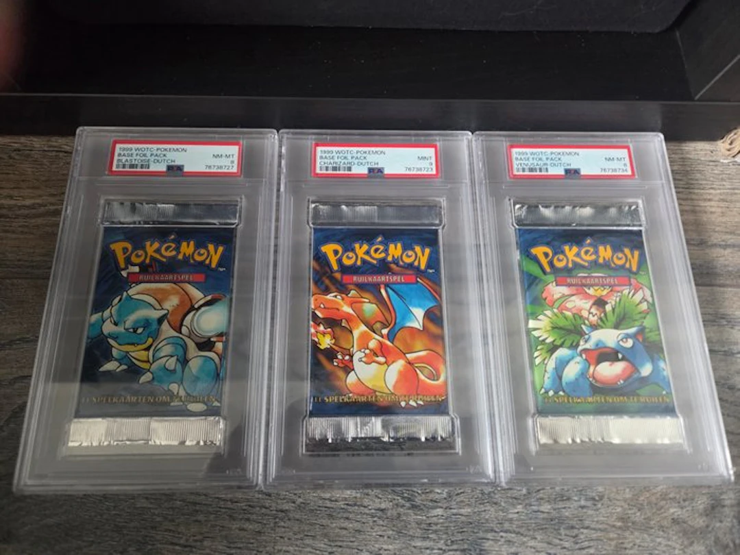 Pokémon - 3 Graded booster pack - Pokémon Base Set...