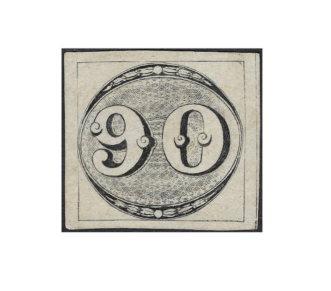 Brazil 1843 - Grandes cifras negras 90r - Yvert Telier N . 3