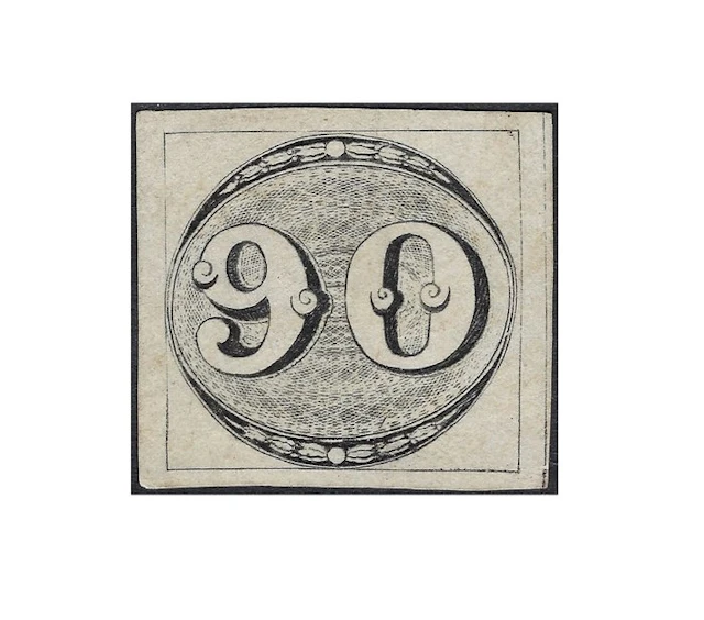 Brazil 1843 - Grandes cifras negras 90r - Yvert Telier N . 3