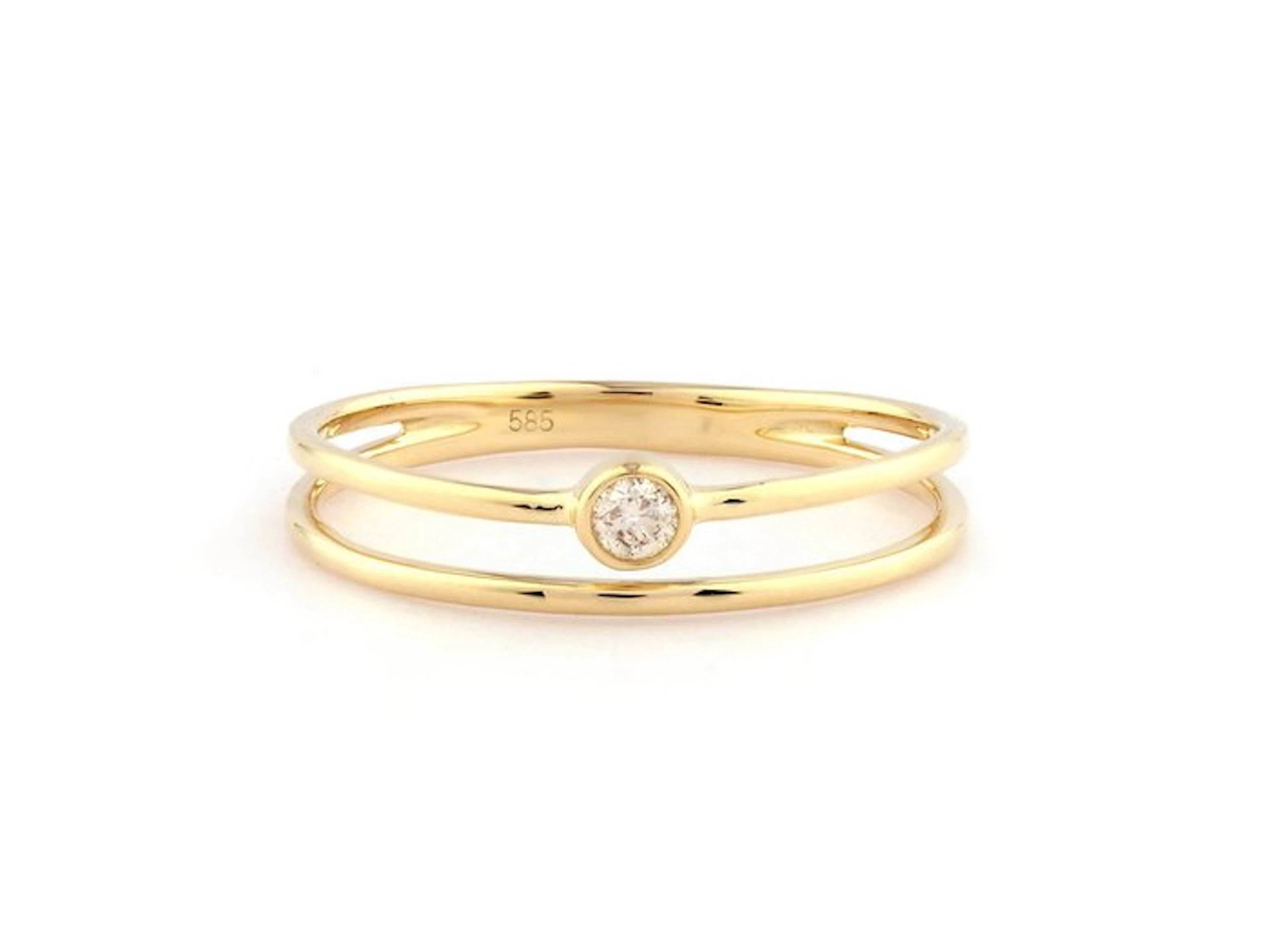 No reserve price - Ring - 14 kt. Yellow gold - 0.06ct. tw. Diamond (Natural)