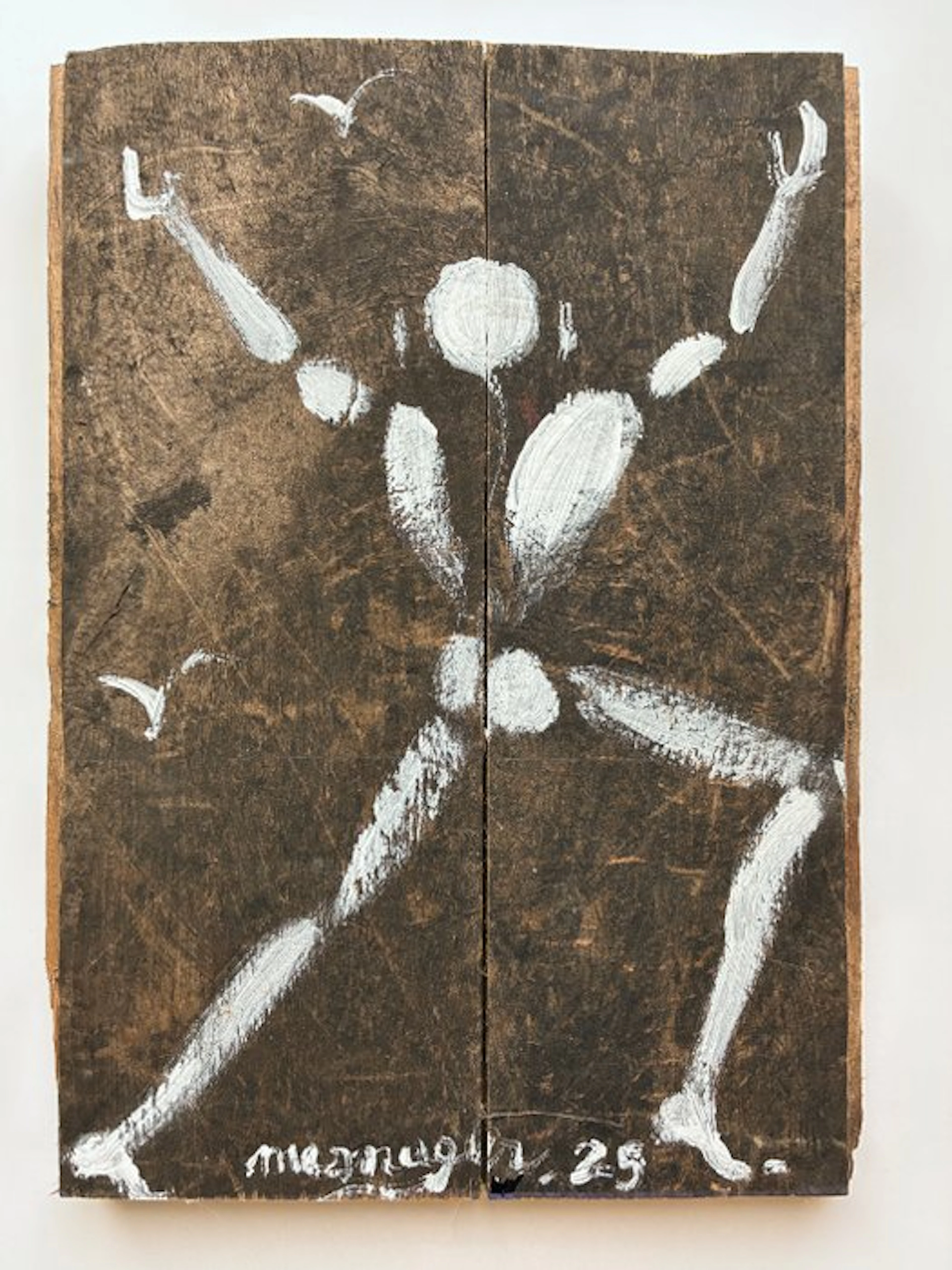 Jérôme Mesnager (1961) - L'homme en blanc | peinture originale sur bois