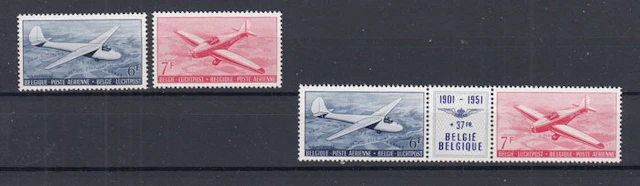 Belgium 1951 - airmail - OBP : PA 25 , 26/27 + drieluik , 28/29 , 30/35