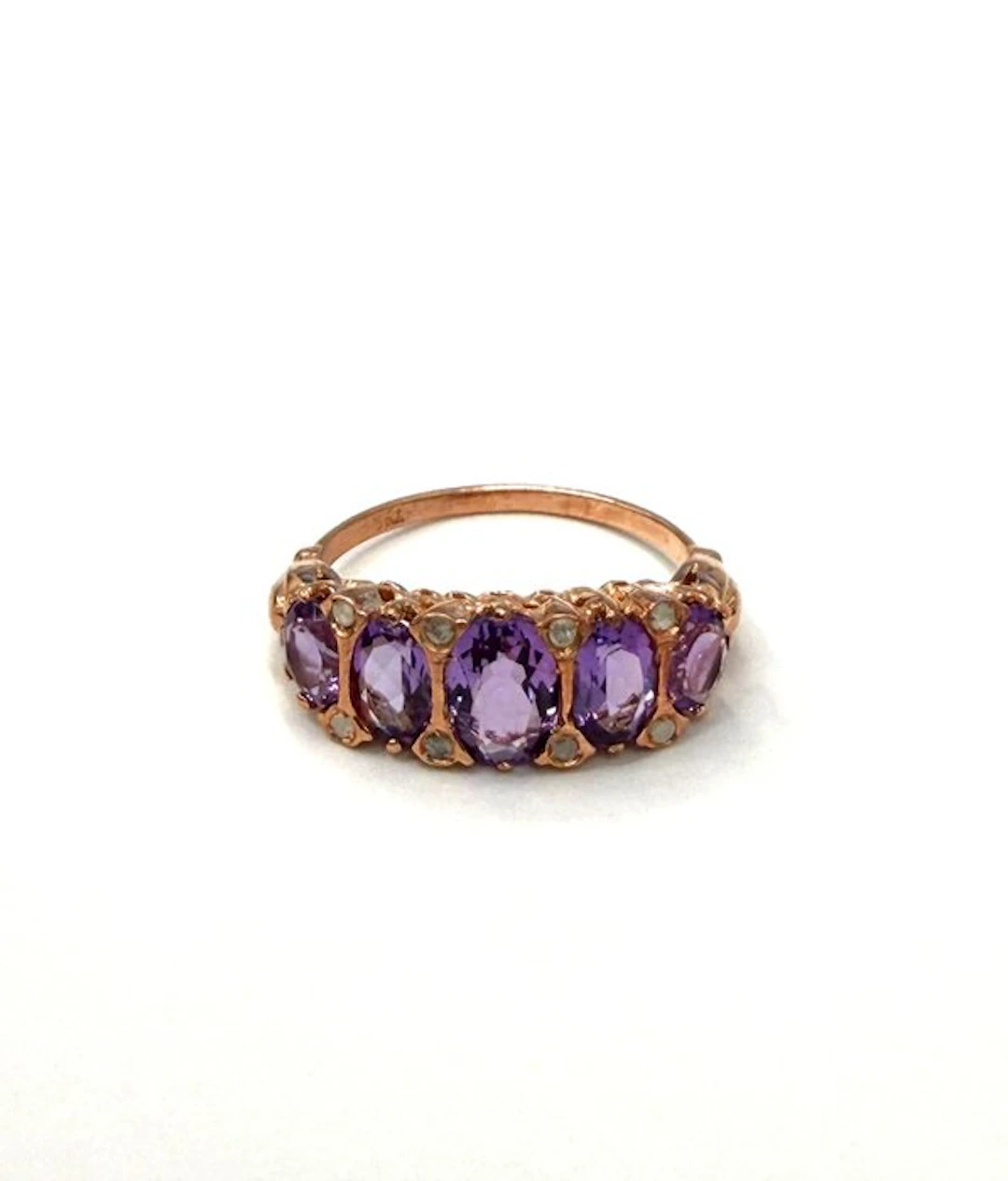 No reserve price - Ring - 9 kt. Rose gold, Silver Spinel - Diamond