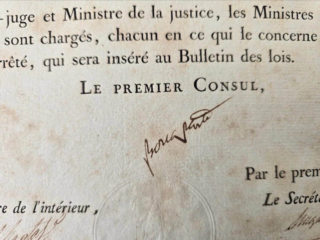 France - Document - NAPOLÉON BONAPARTE – PREMIER CONSUL –...