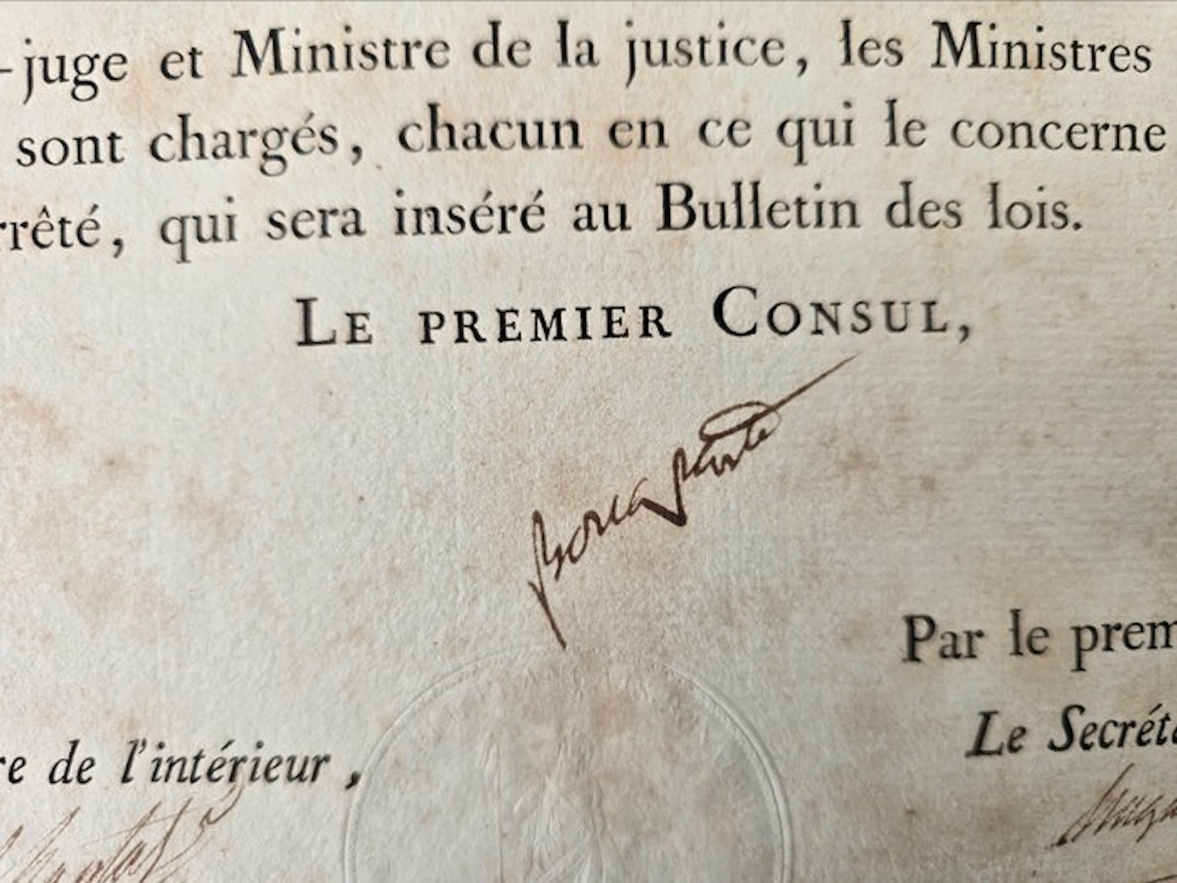 France - Document - NAPOLÉON BONAPARTE – PREMIER CONSUL –...
