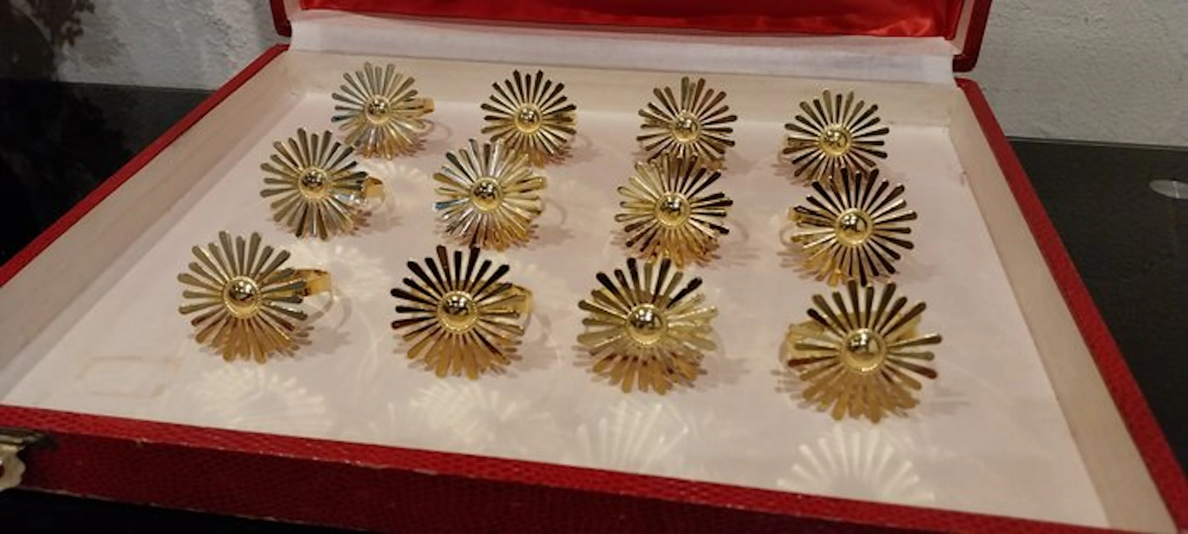 Napkin ring (12) - suns - Gilt brass - Suns