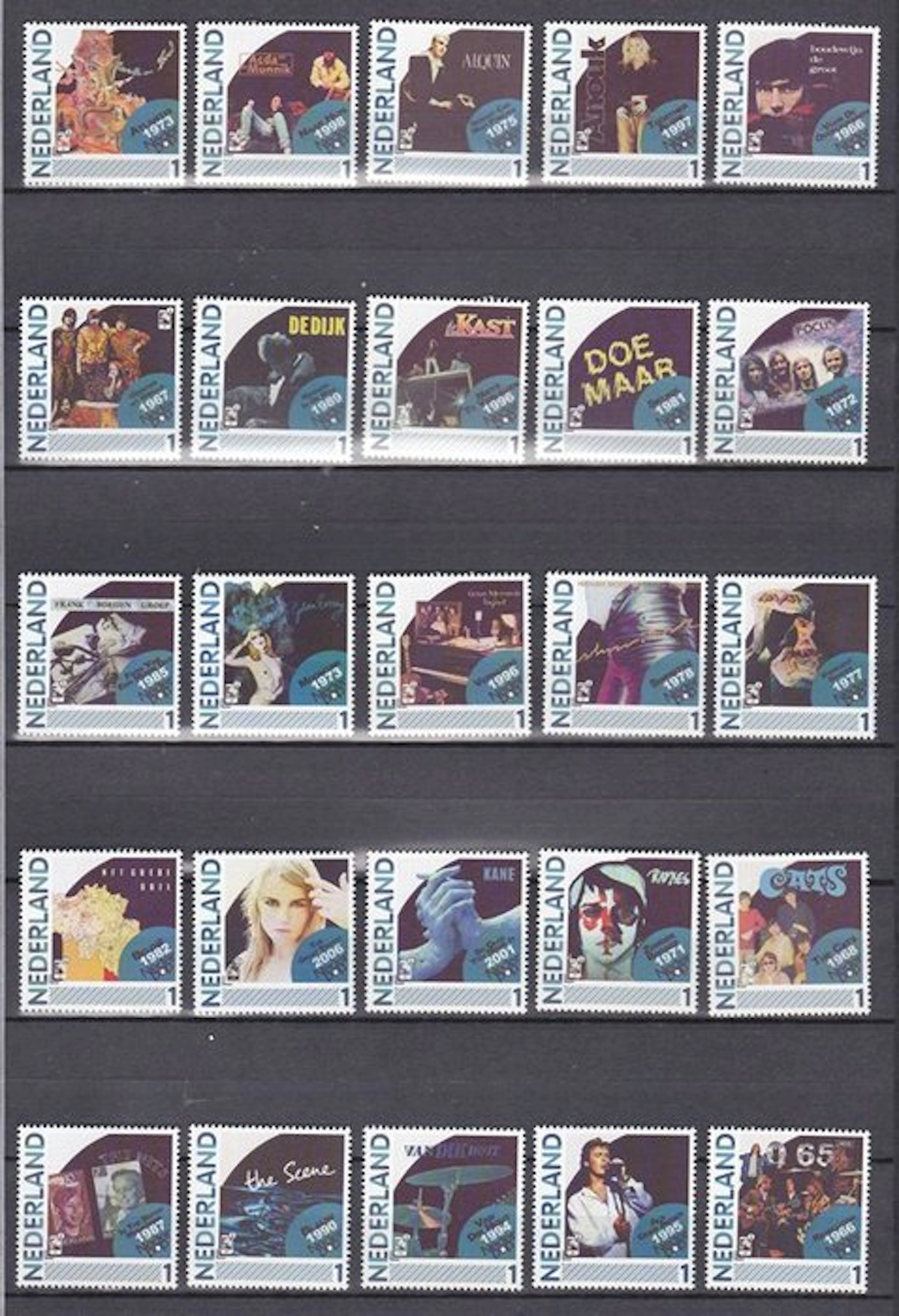 Netherlands 2012 - Complete series of personalized stamps 'Dutch pop albums'