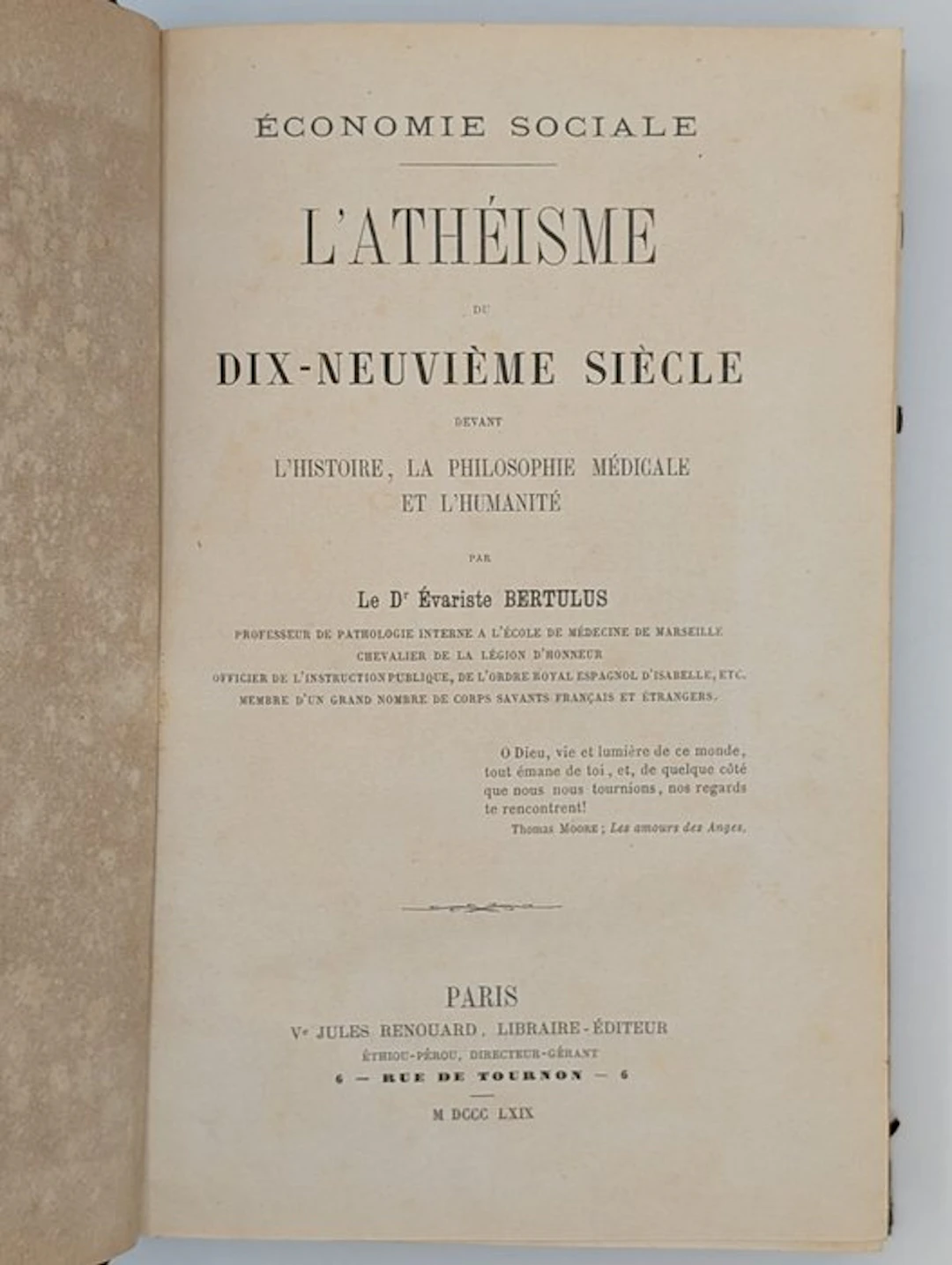 Évariste Bertulus - L'Athéisme du dix-neuvième siècle devant l'HIstoire