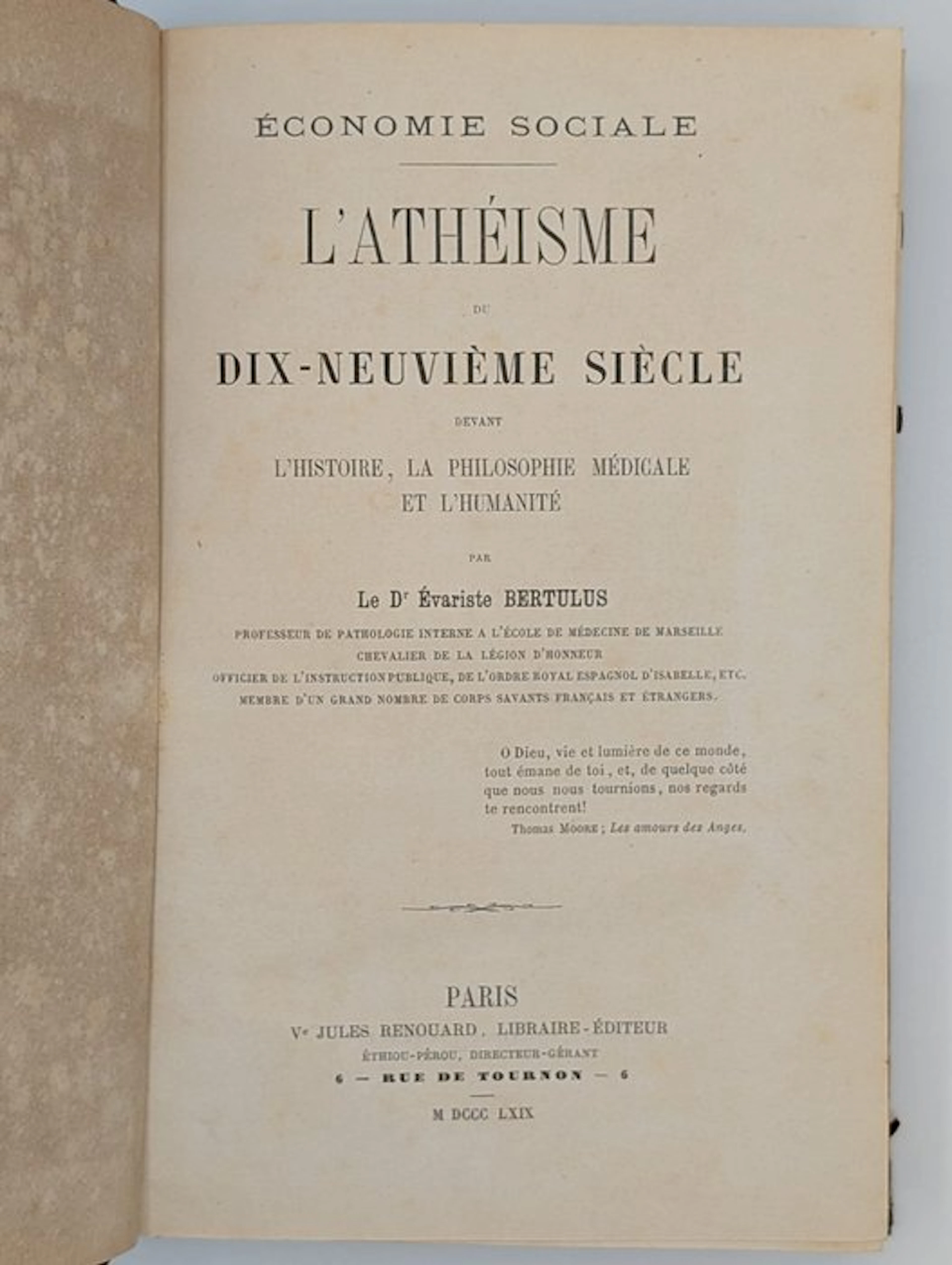 Évariste Bertulus - L'Athéisme du dix-neuvième siècle devant l'HIstoire