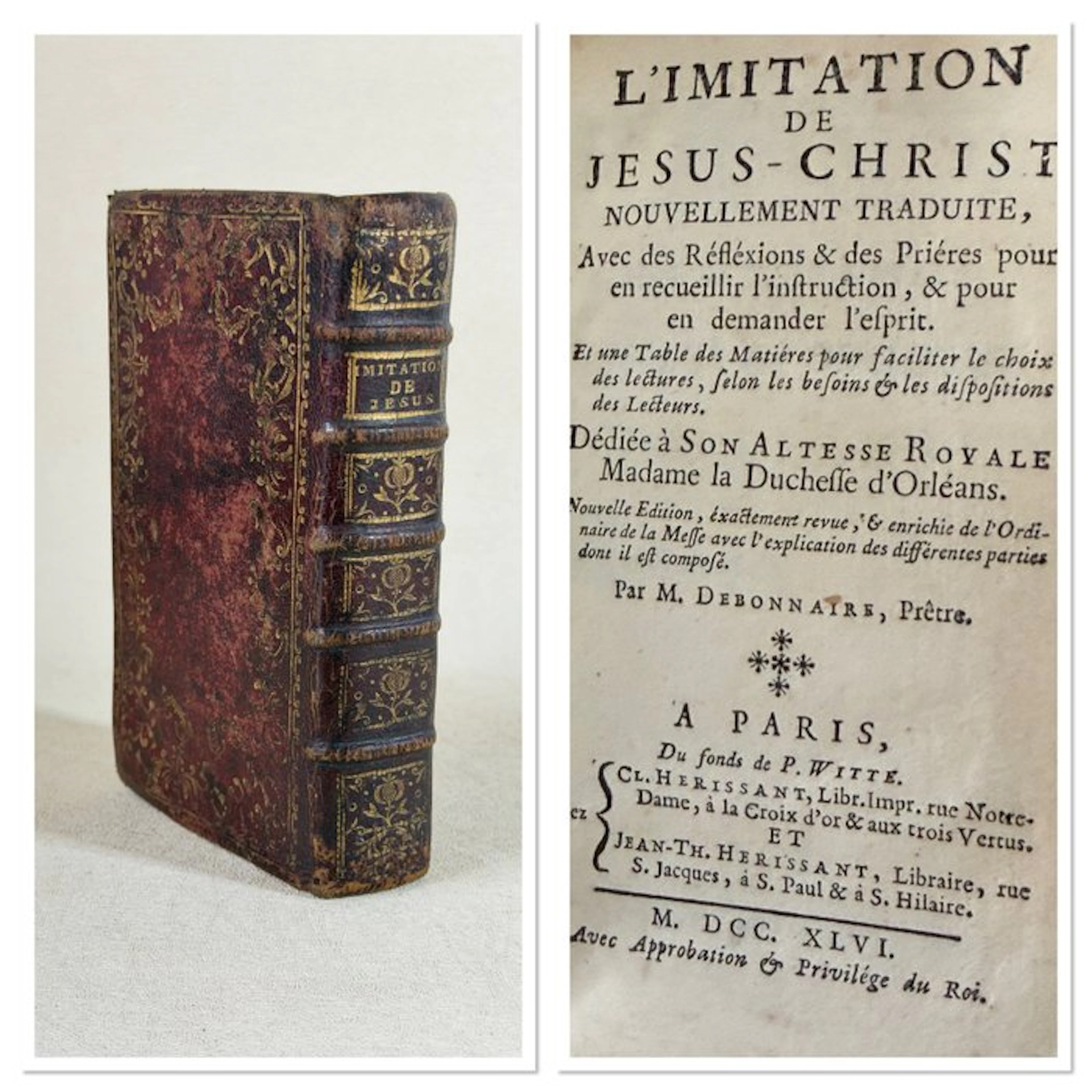 Debonnaire/Kempis - L’Imitation de Jésus Christ - 1746