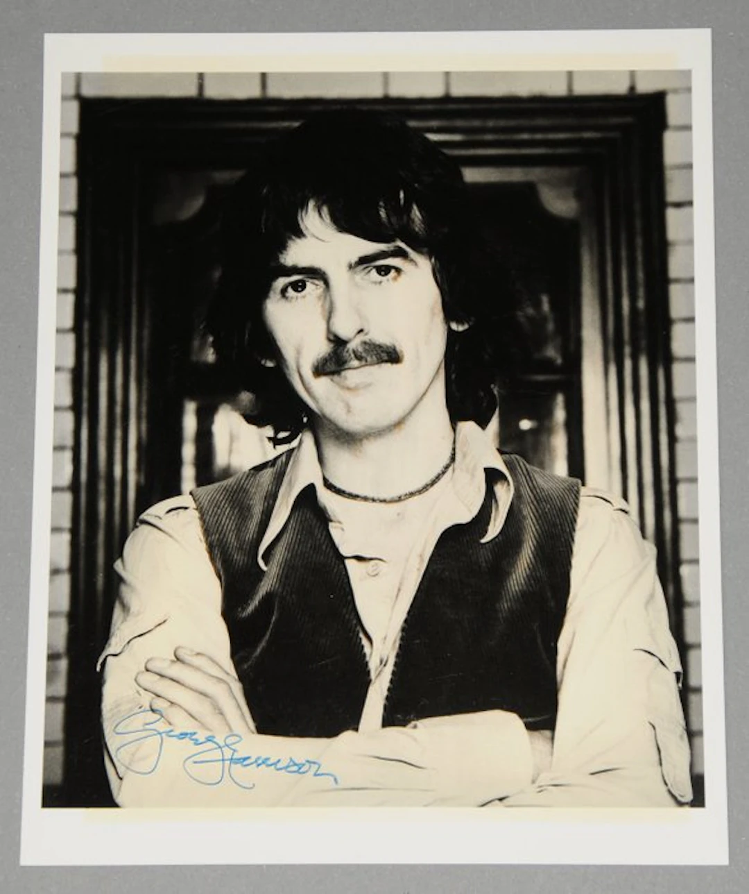 George Harrison / Beatles signed b/w promotion photograph...