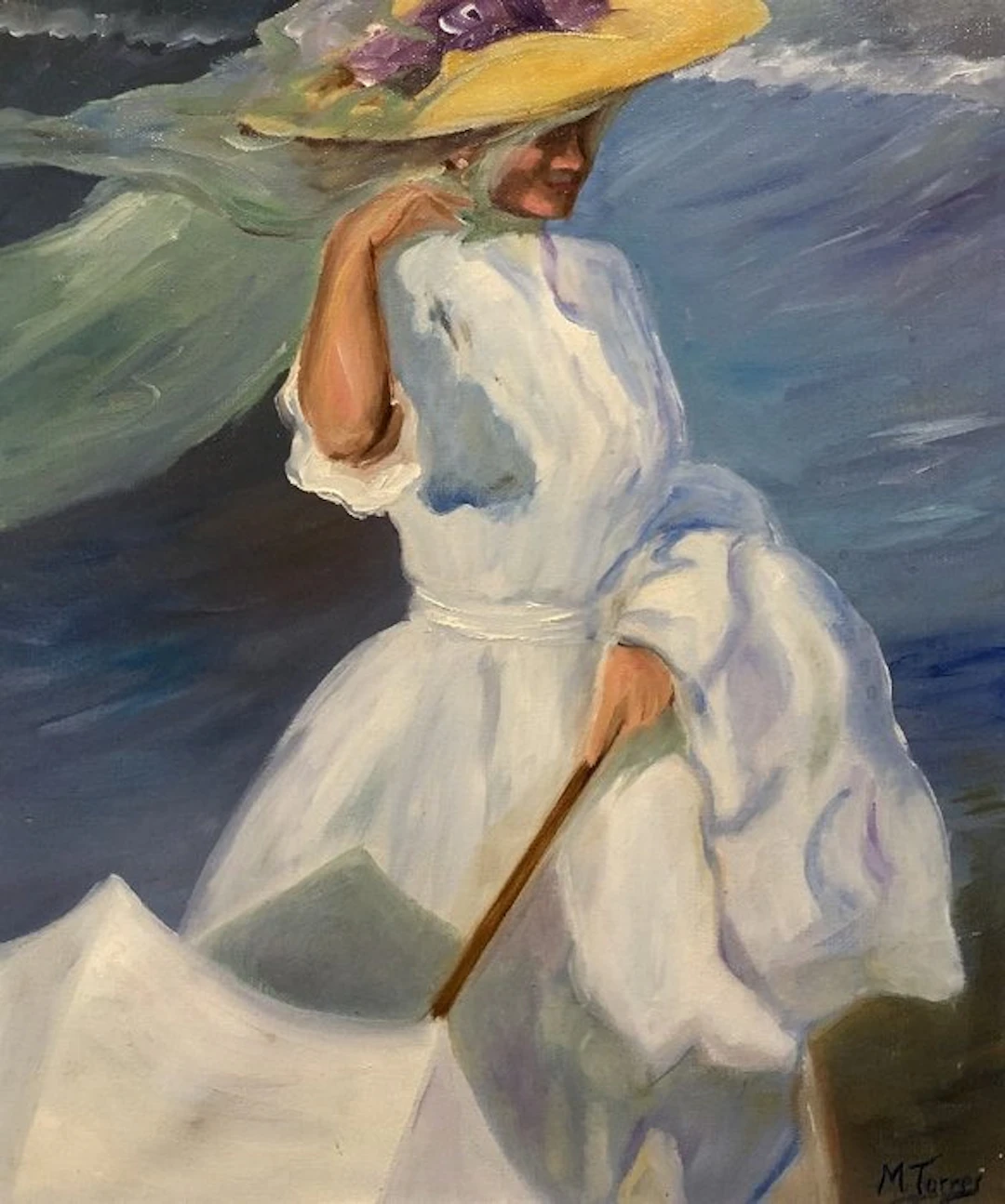 École Espagnole (XX) - "Elena Sorolla se promenant sur la...