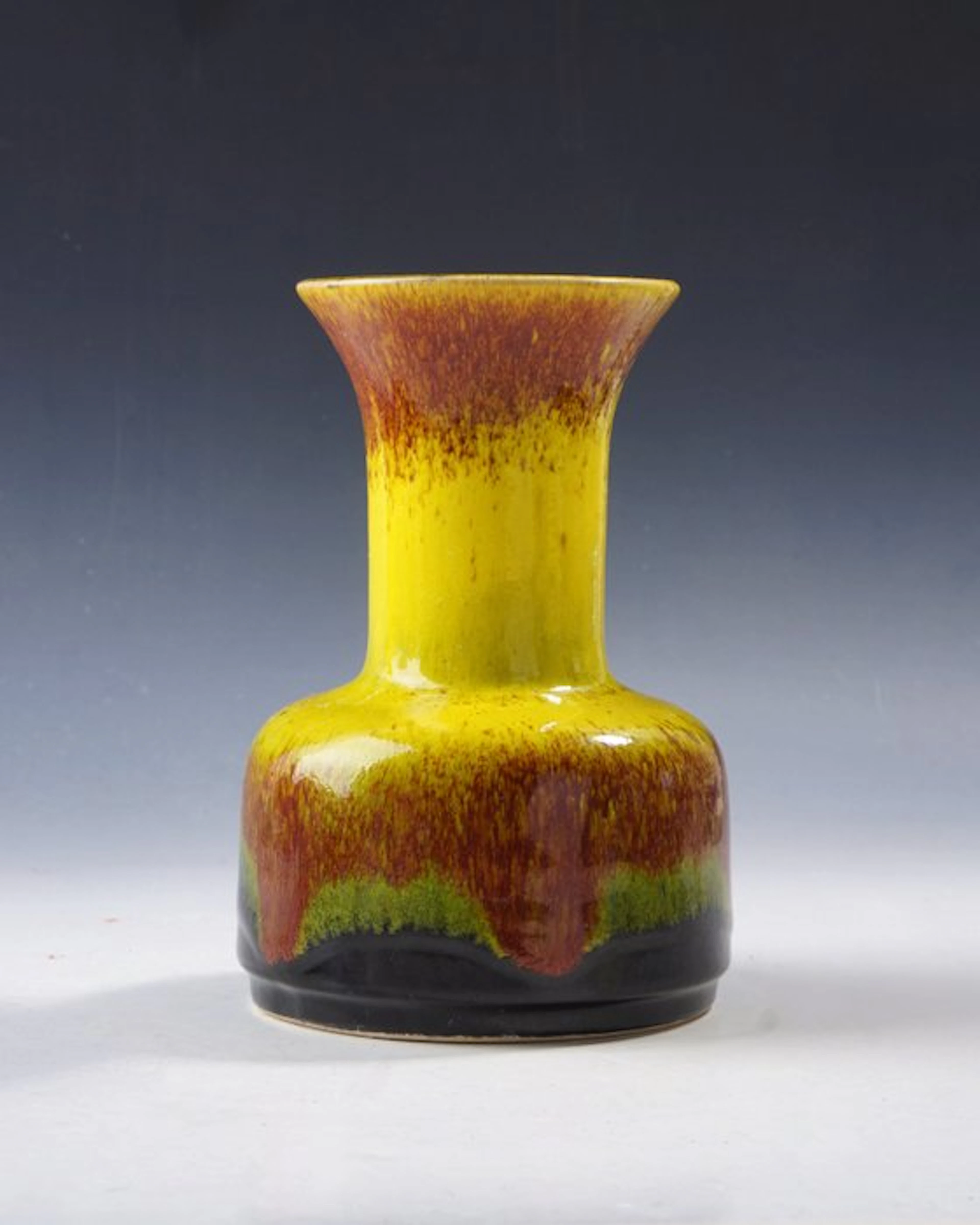 Jasba - Vase - Citron yellow and Bordeaux drip glaze •...