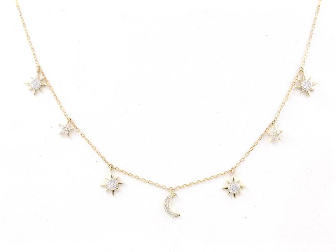 Necklace with pendant - 14 kt. Yellow gold - 0.27ct. tw. Diamond (Natural)