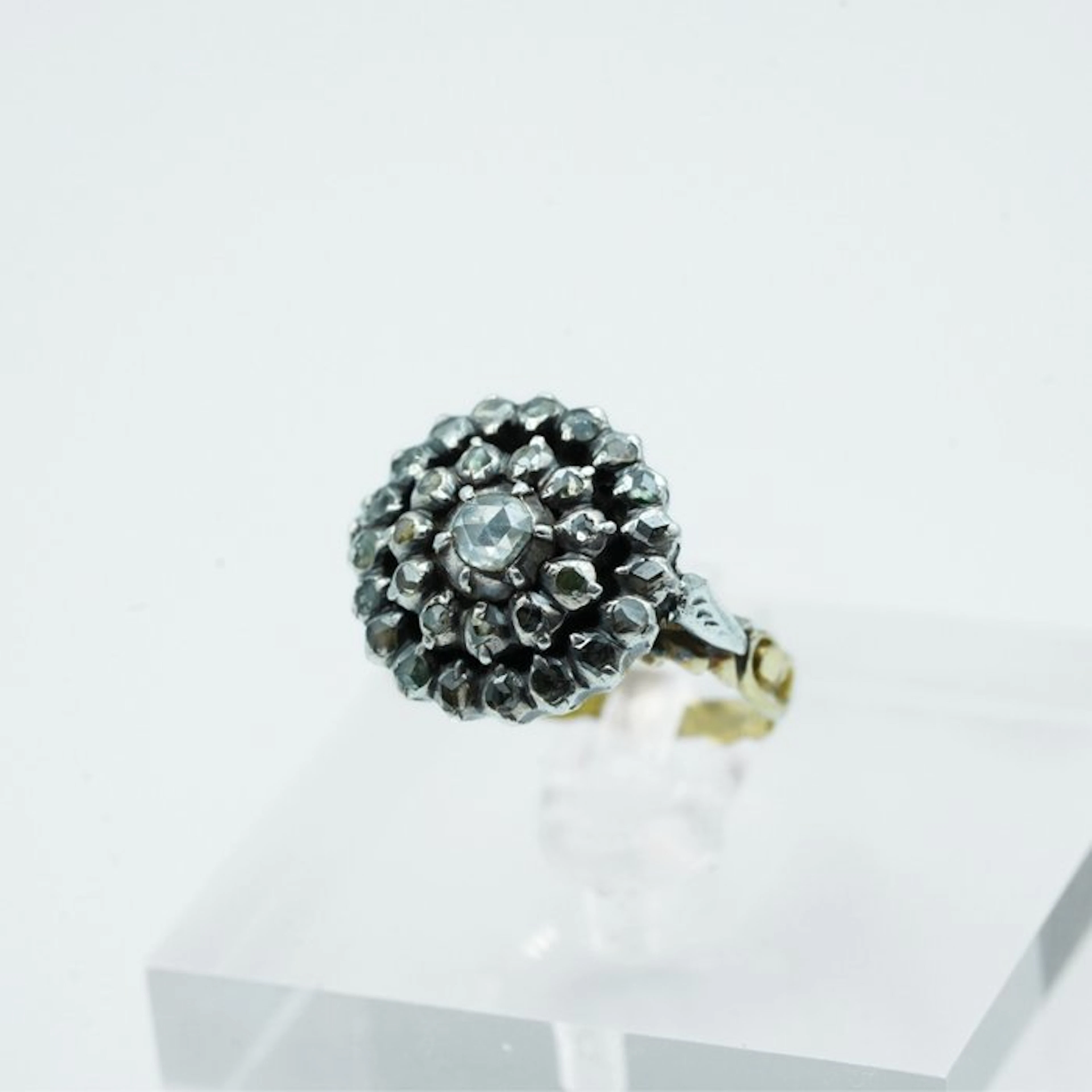 Ring - 14 kt. Yellow gold, Silver Diamond (Natural)