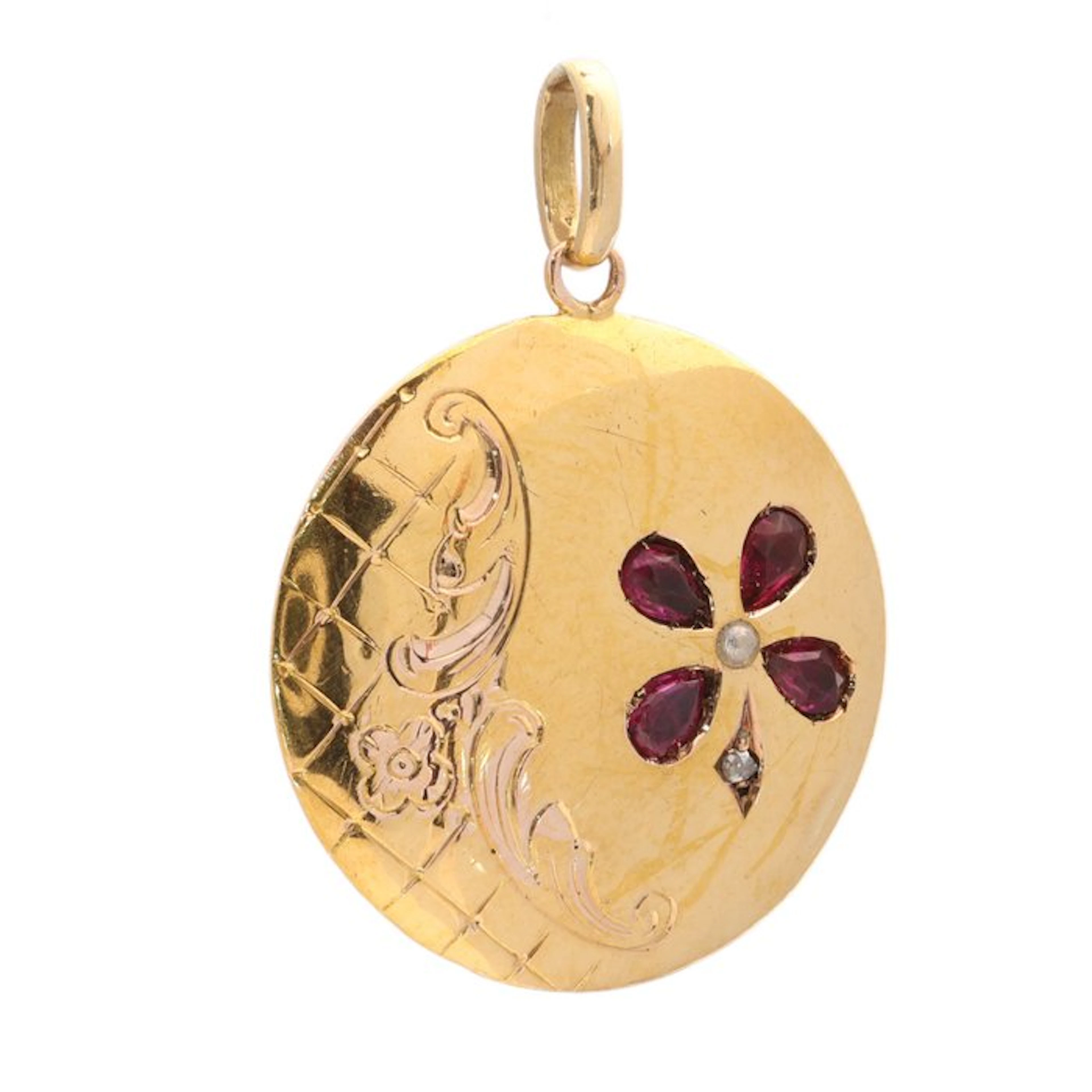 Pendant - 18 kt. Yellow gold - Diamond - Strass, Antique 1900