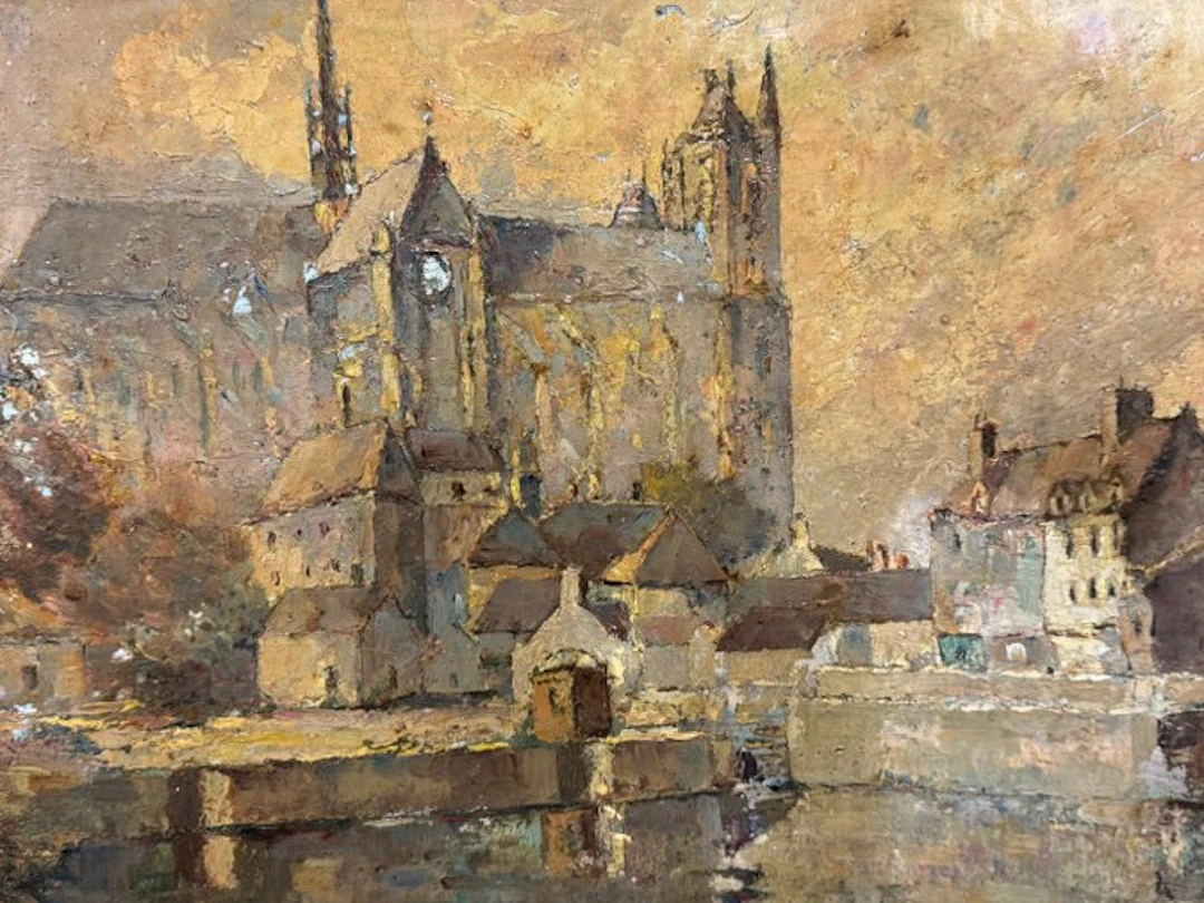 École Française (c. 1920) - La Cathédrale d'Amiens vue de la Somme